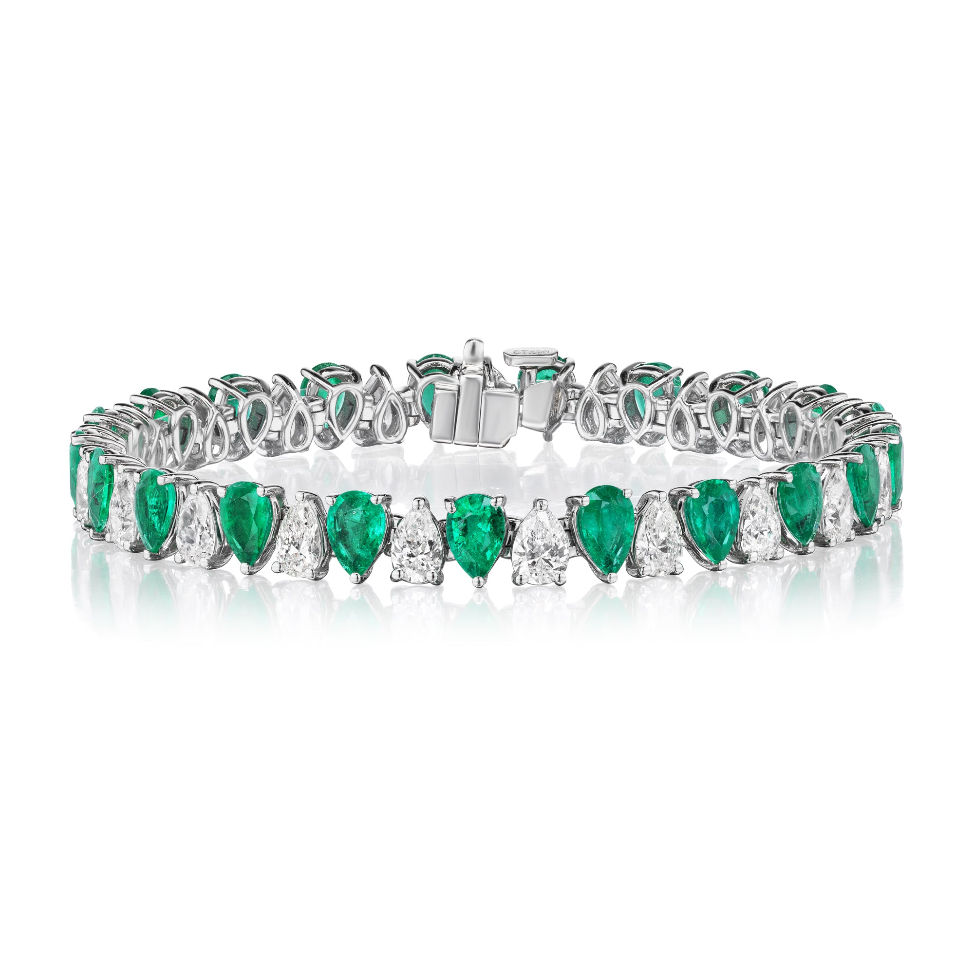 Emerald and Pear Diamond Shape Bracelet