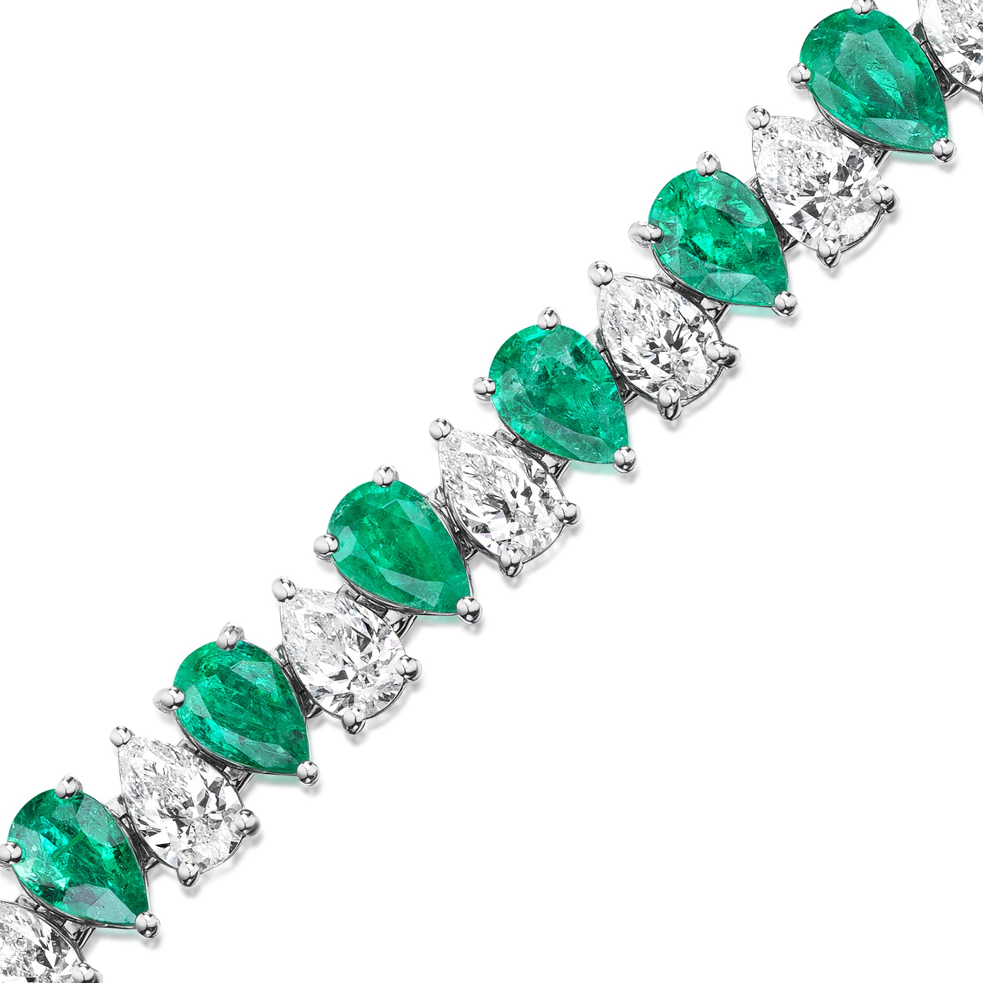 Emerald and Pear Diamond Shape Bracelet