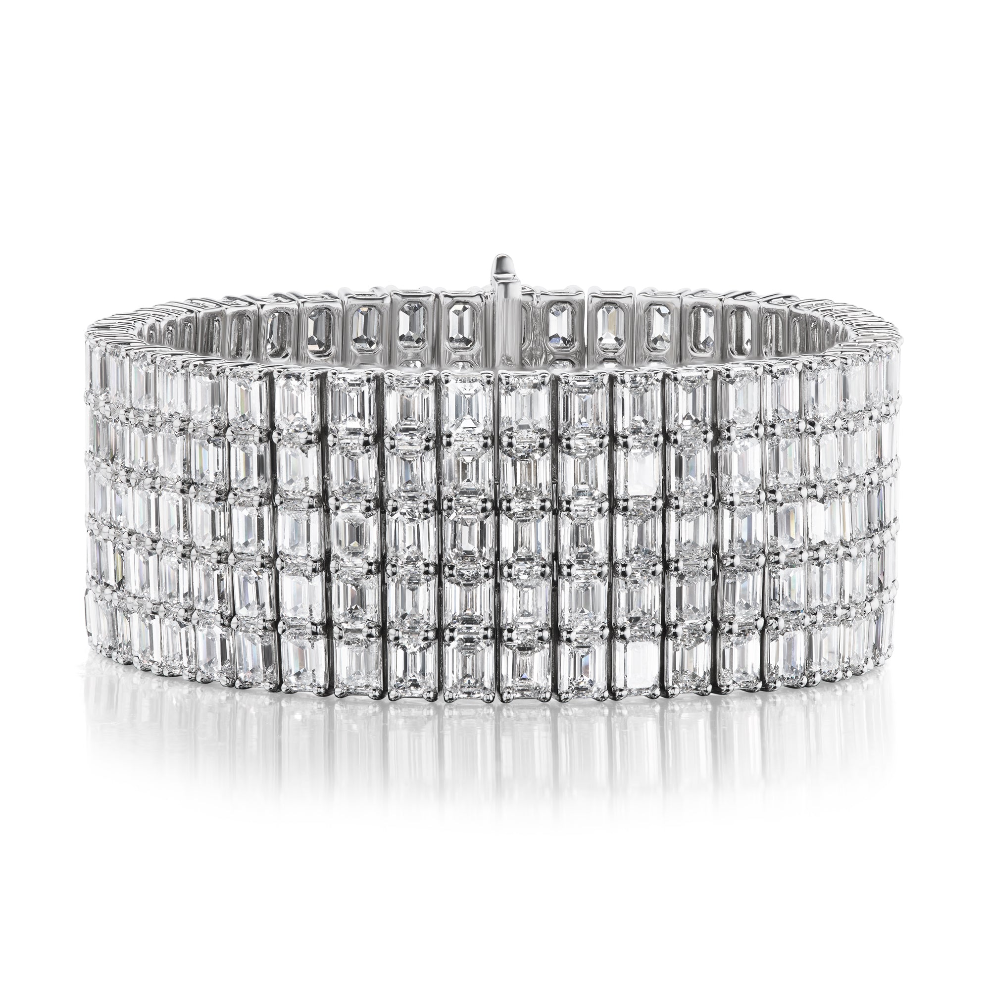 Five Row Emerald Cut Diamond Bracelet