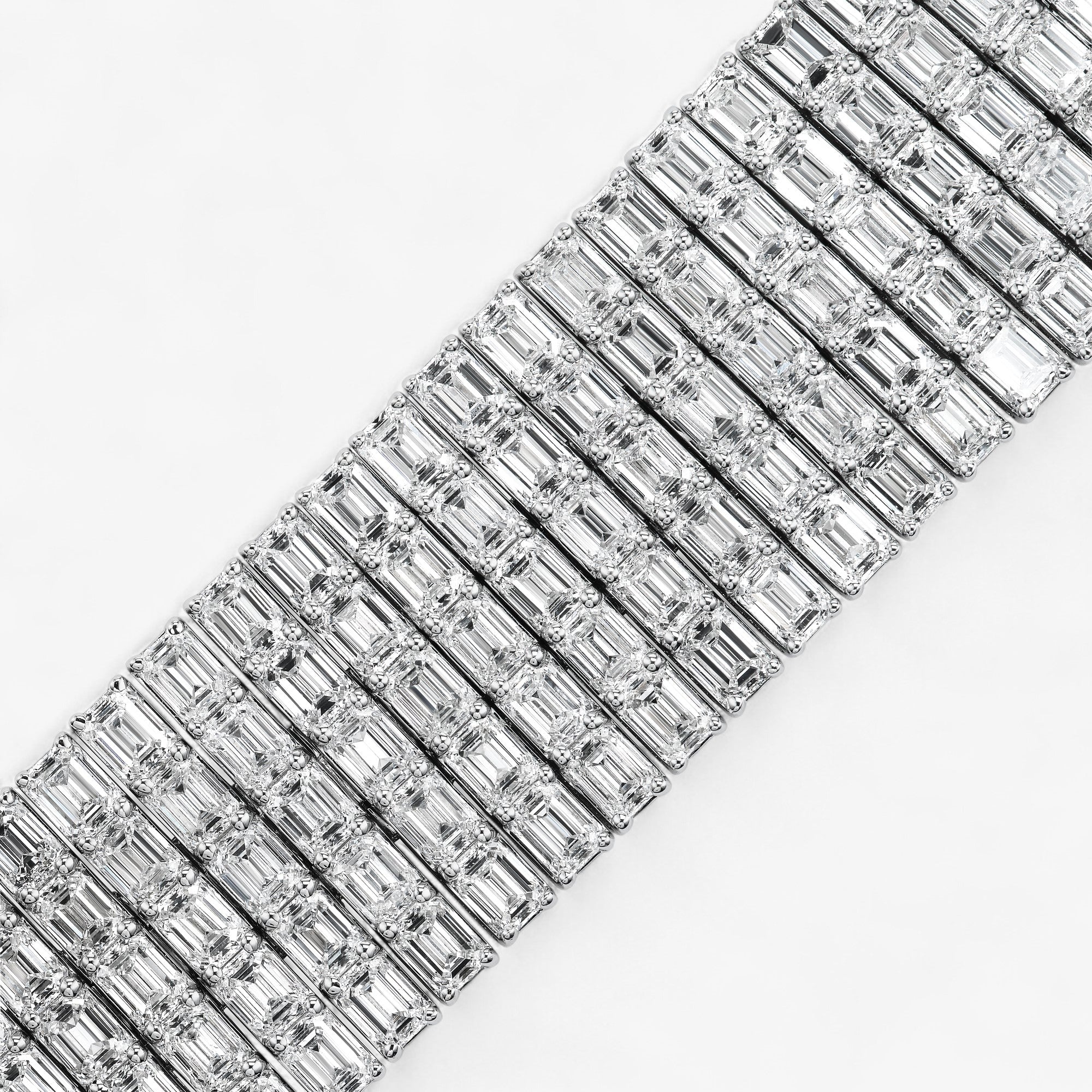Five Row Emerald Cut Diamond Bracelet