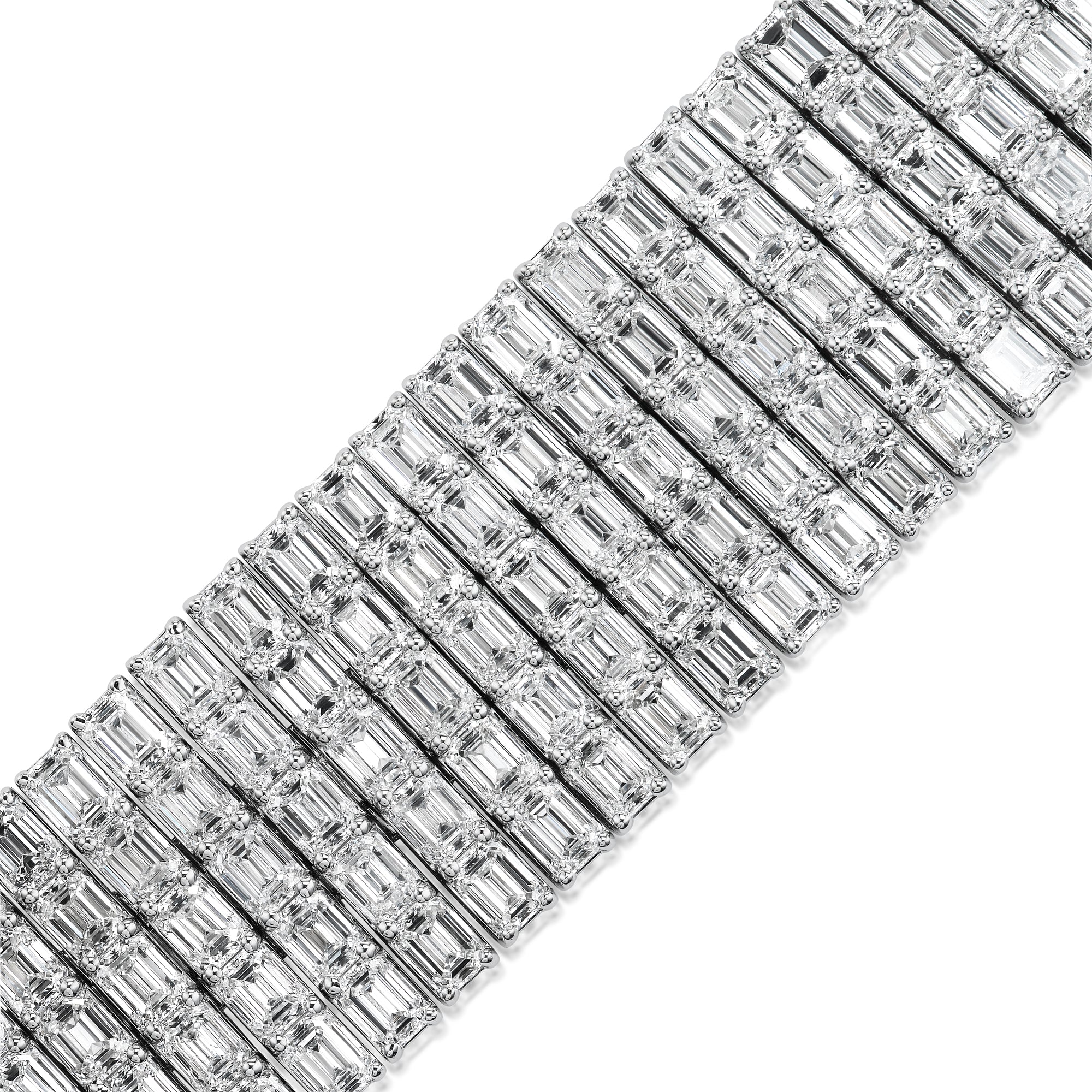 Five Row Emerald Cut Diamond Bracelet