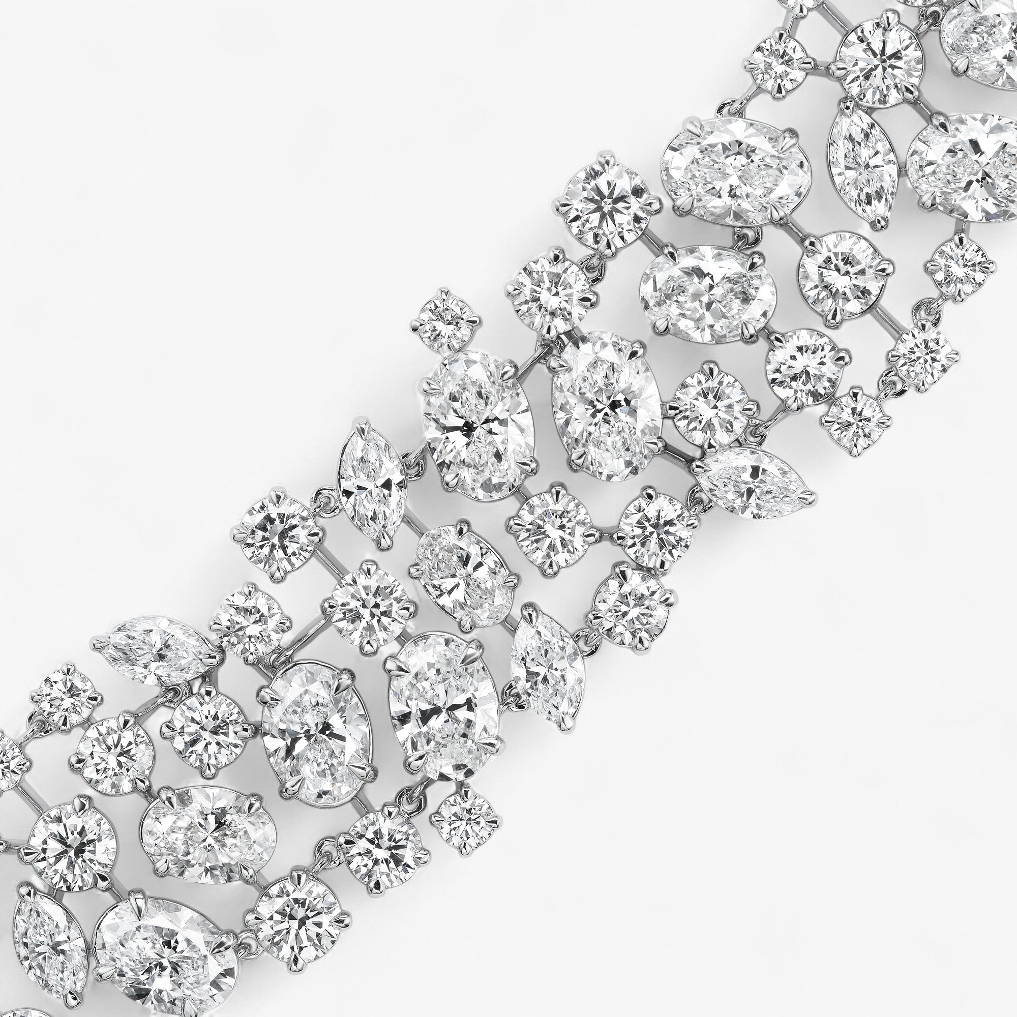 Mixed Shape Diamond Cluster Bracelet