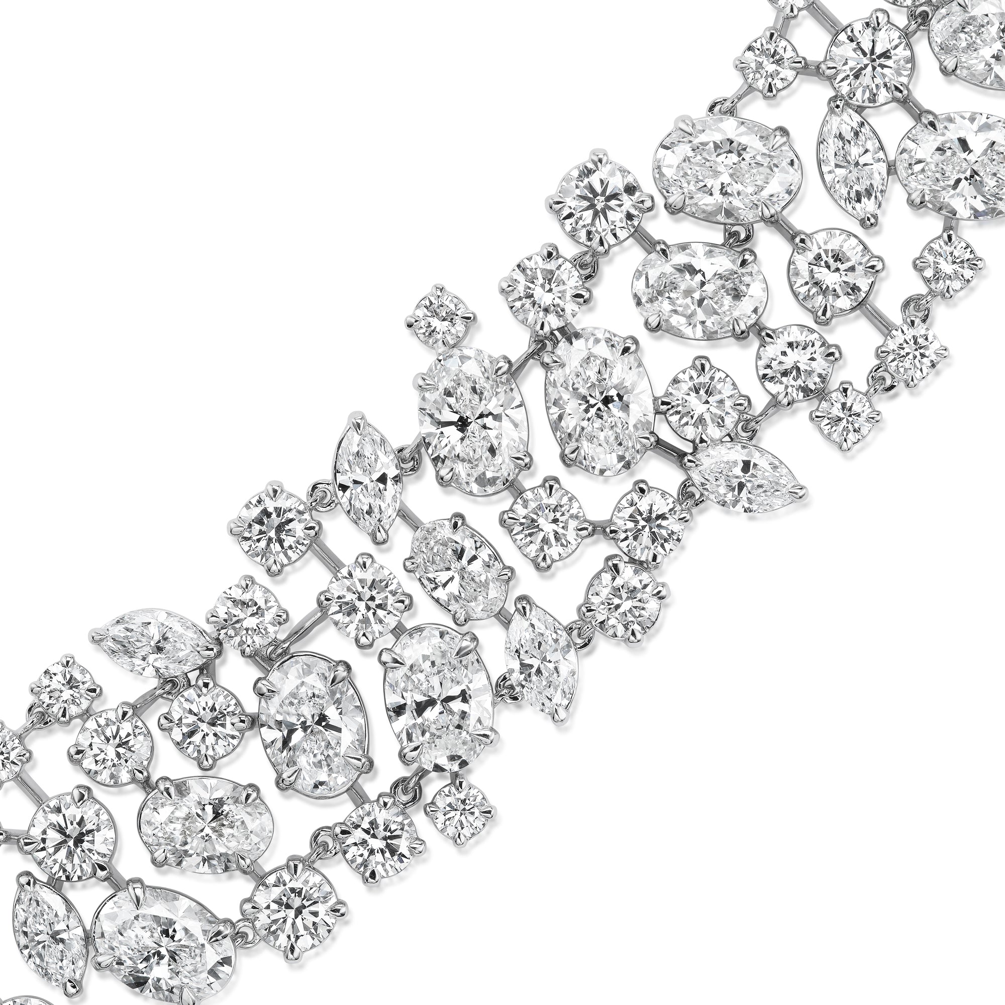 Mixed Shape Diamond Cluster Bracelet