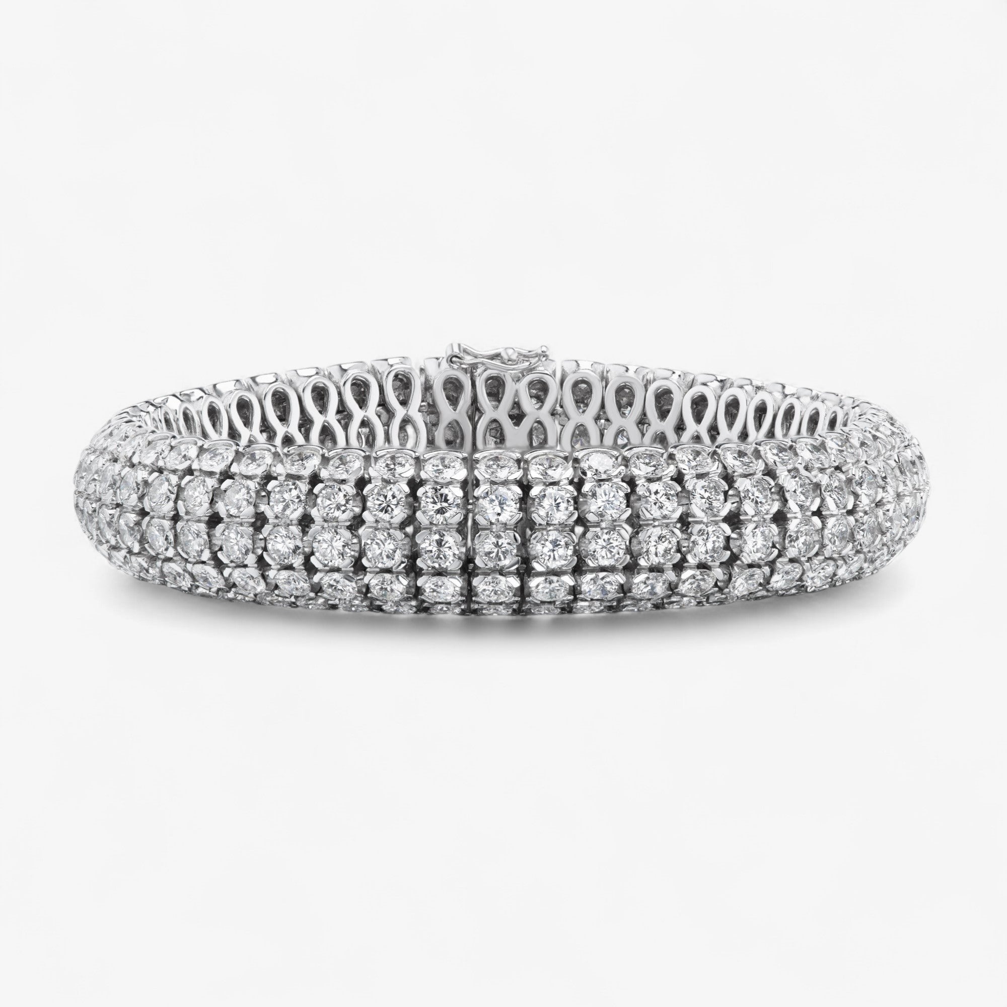 Domed Diamond Bamboo Bracelet