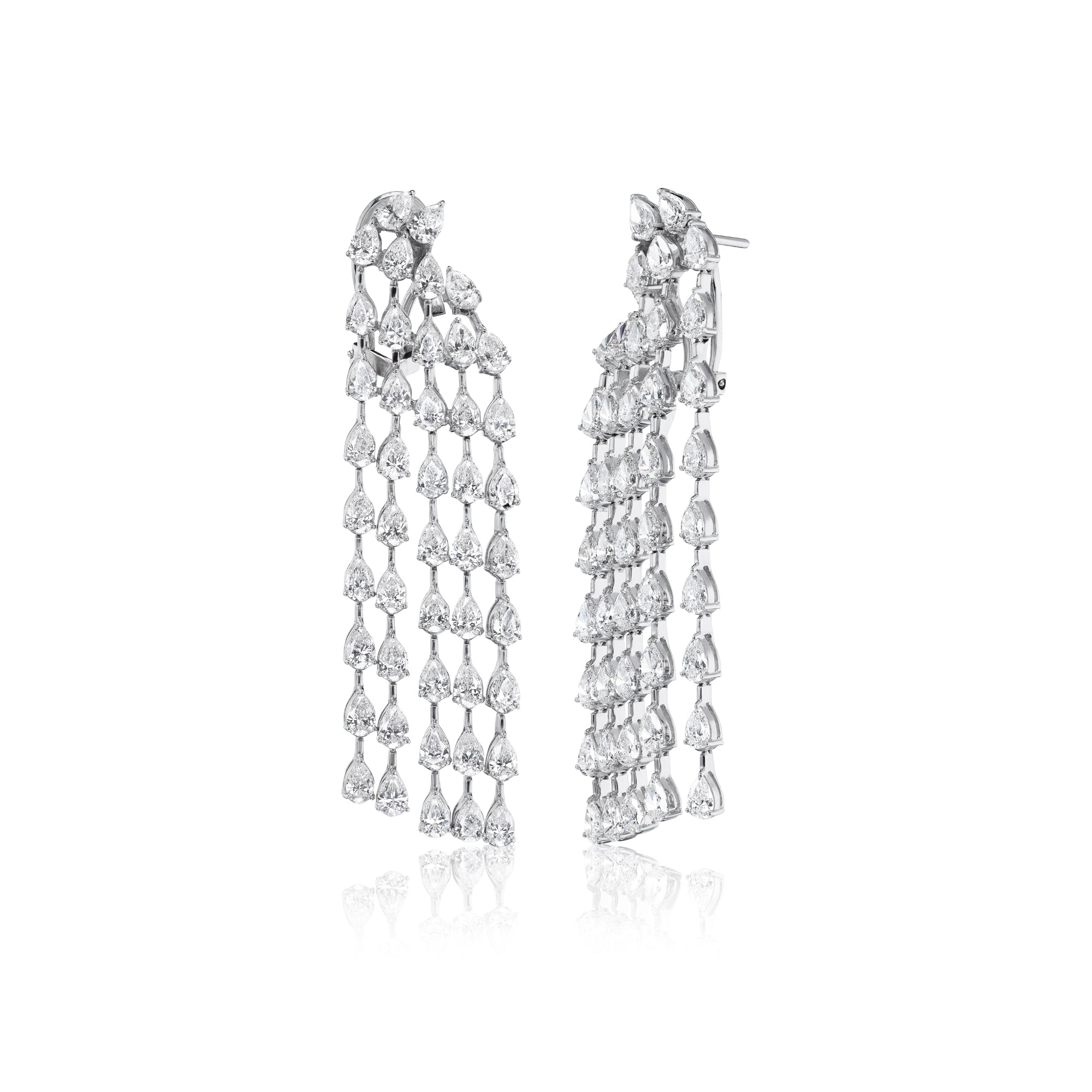 Five Strand Pear Shape Diamond Earrings