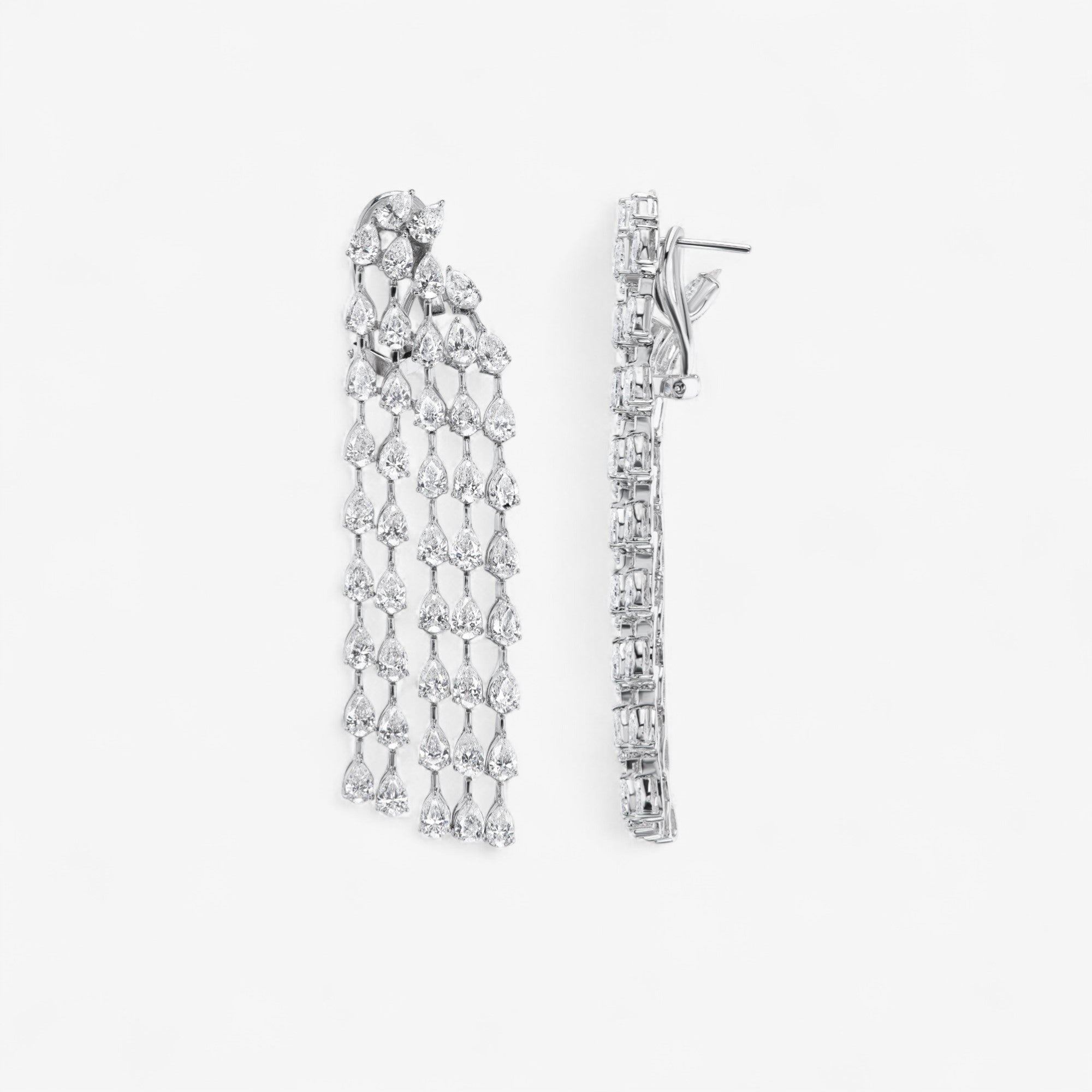 Five Strand Pear Shape Diamond Earrings