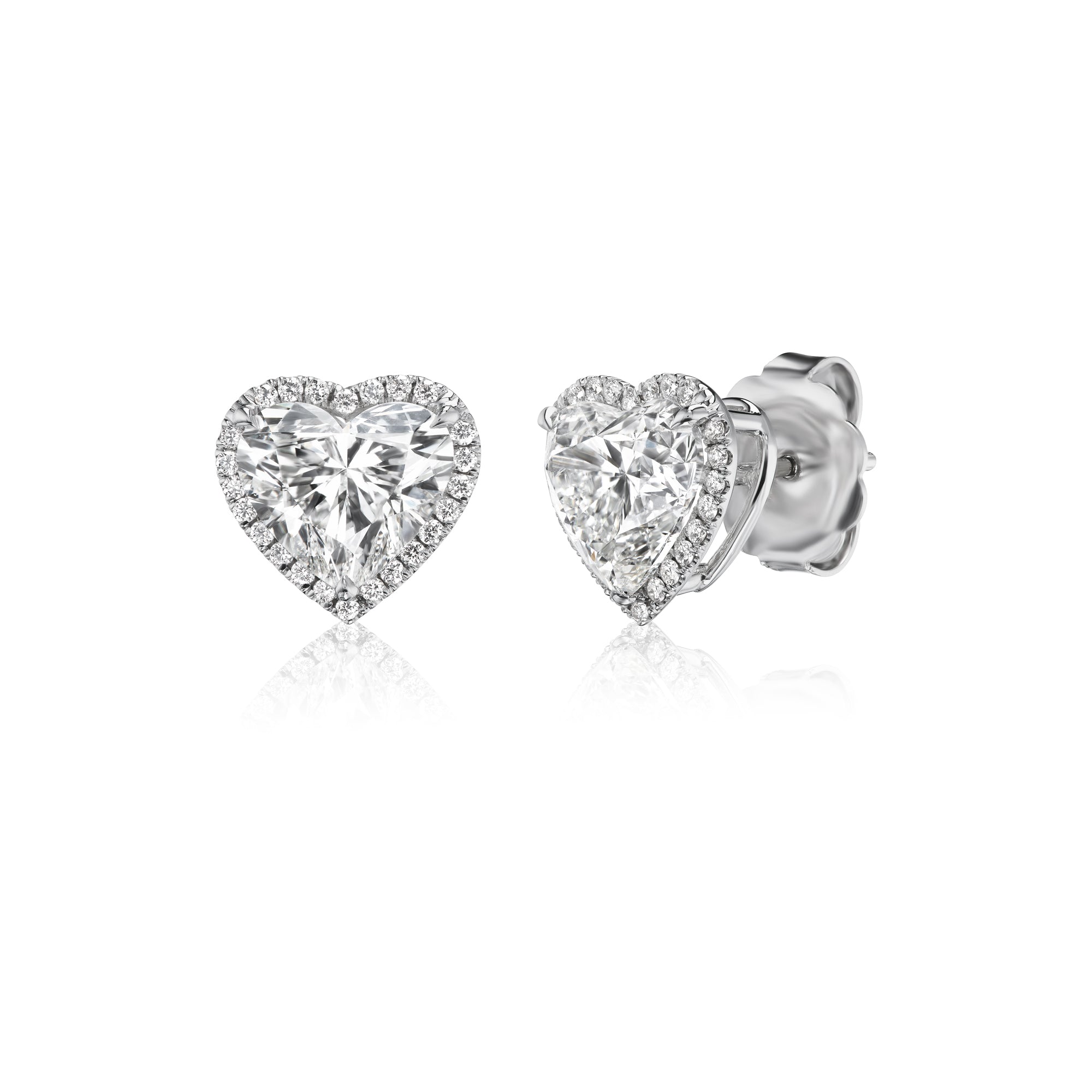 Heart Shape Diamond Studs with Pave Halo