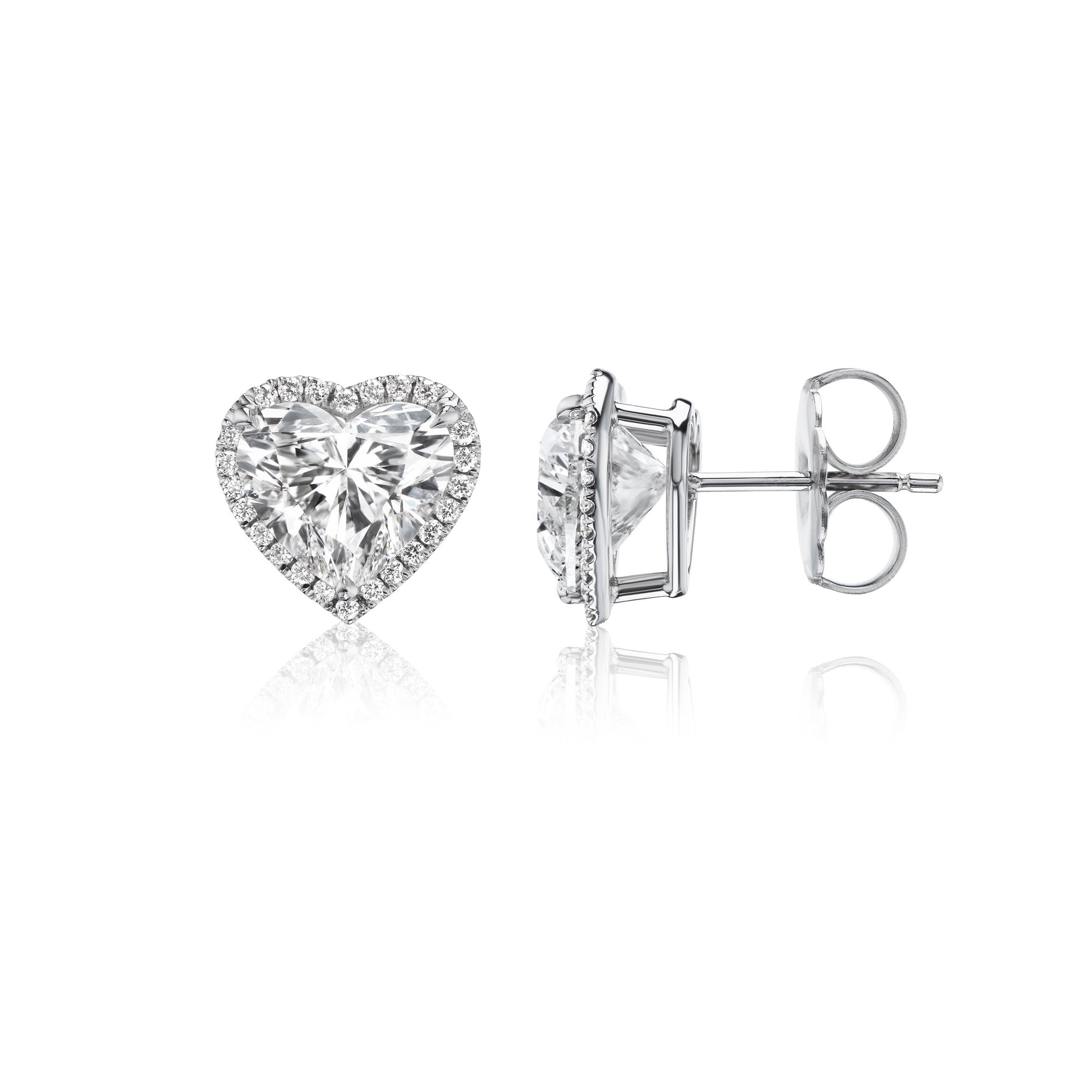 Heart Shape Diamond Studs with Pave Halo