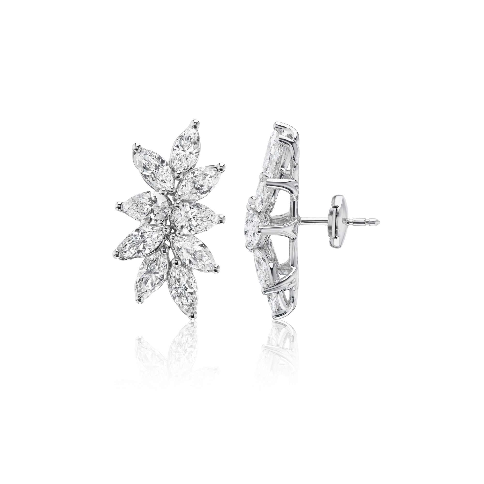 Marquise Diamond Cluster Earrings