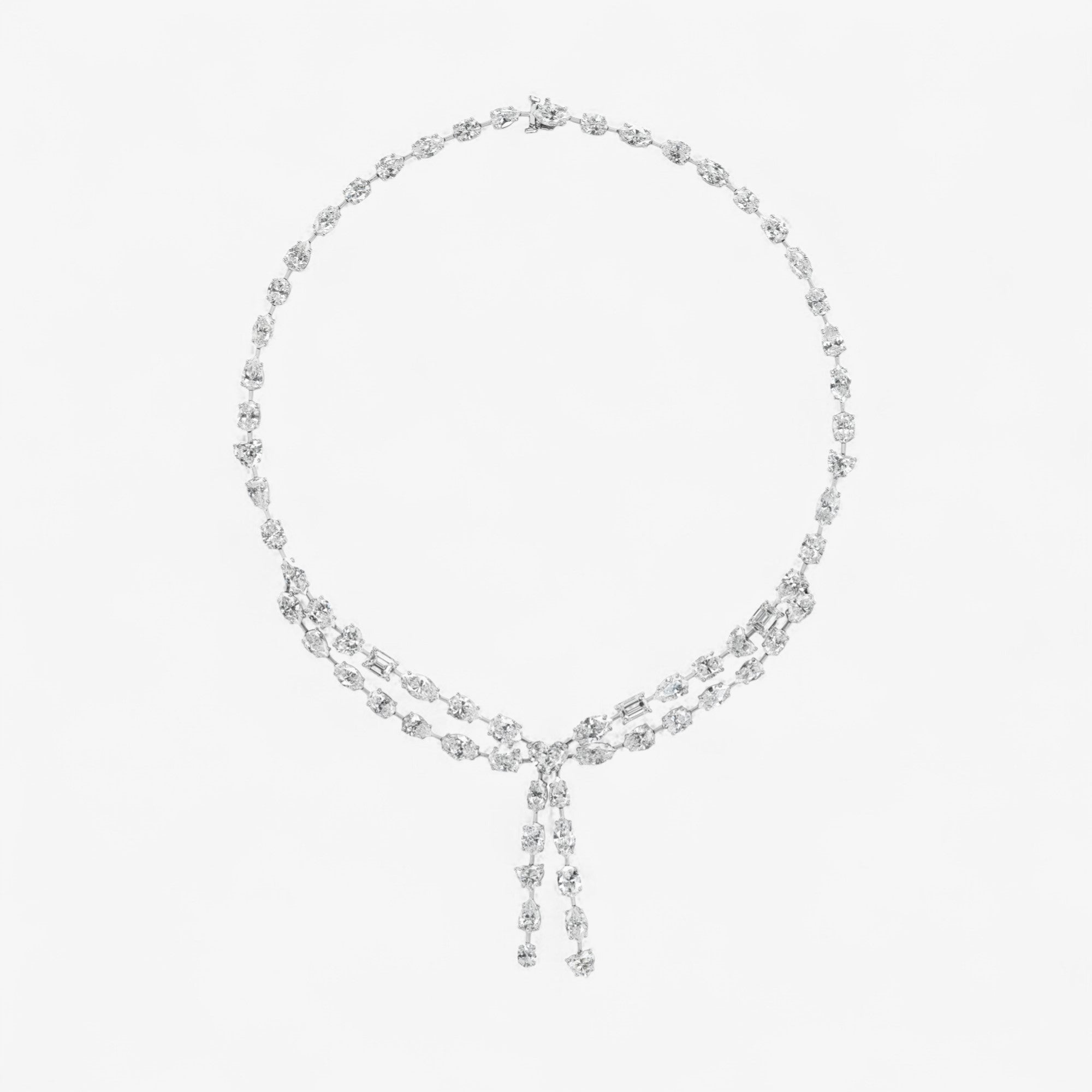 Mixed Cut Diamond Bow Necklace