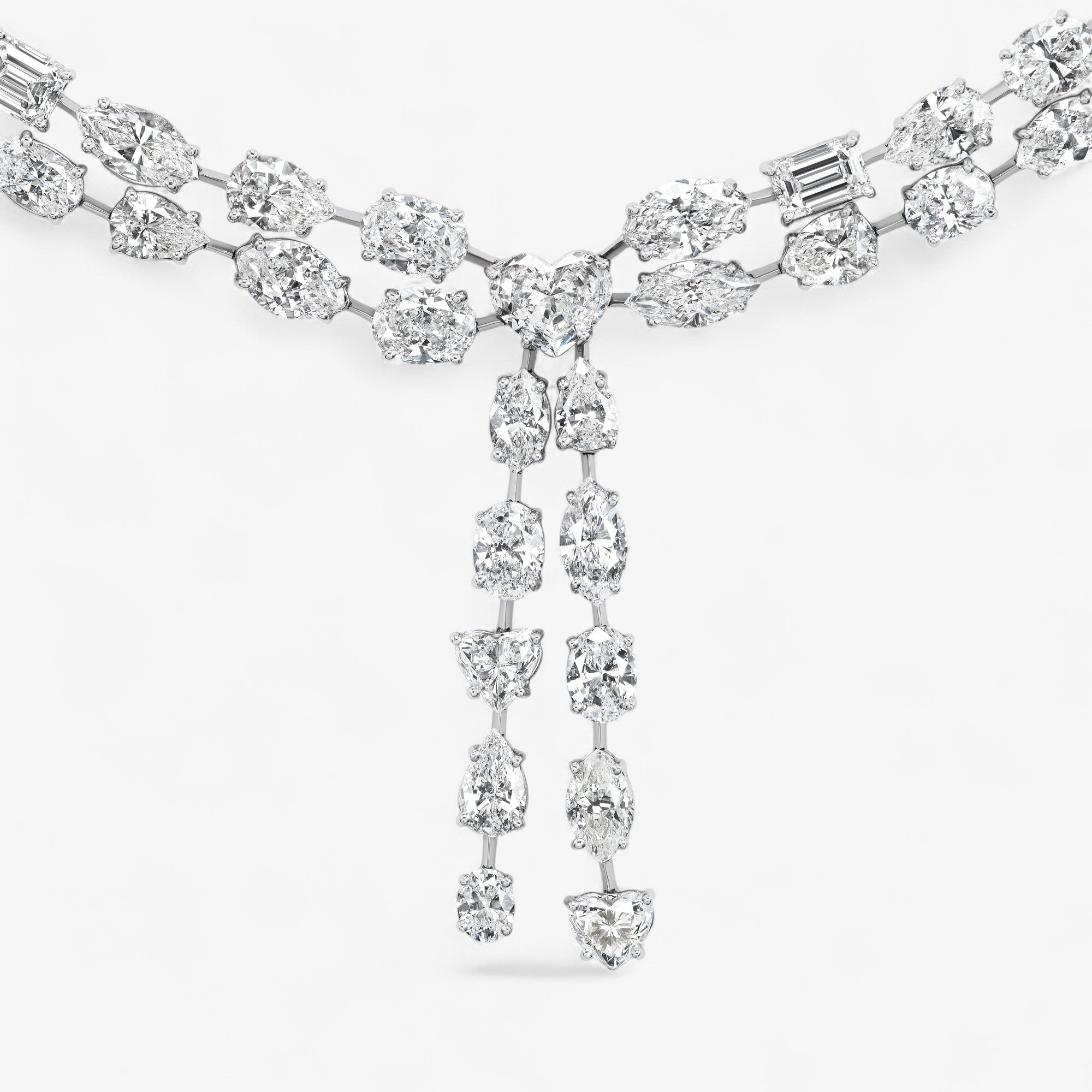 Mixed Cut Diamond Bow Necklace