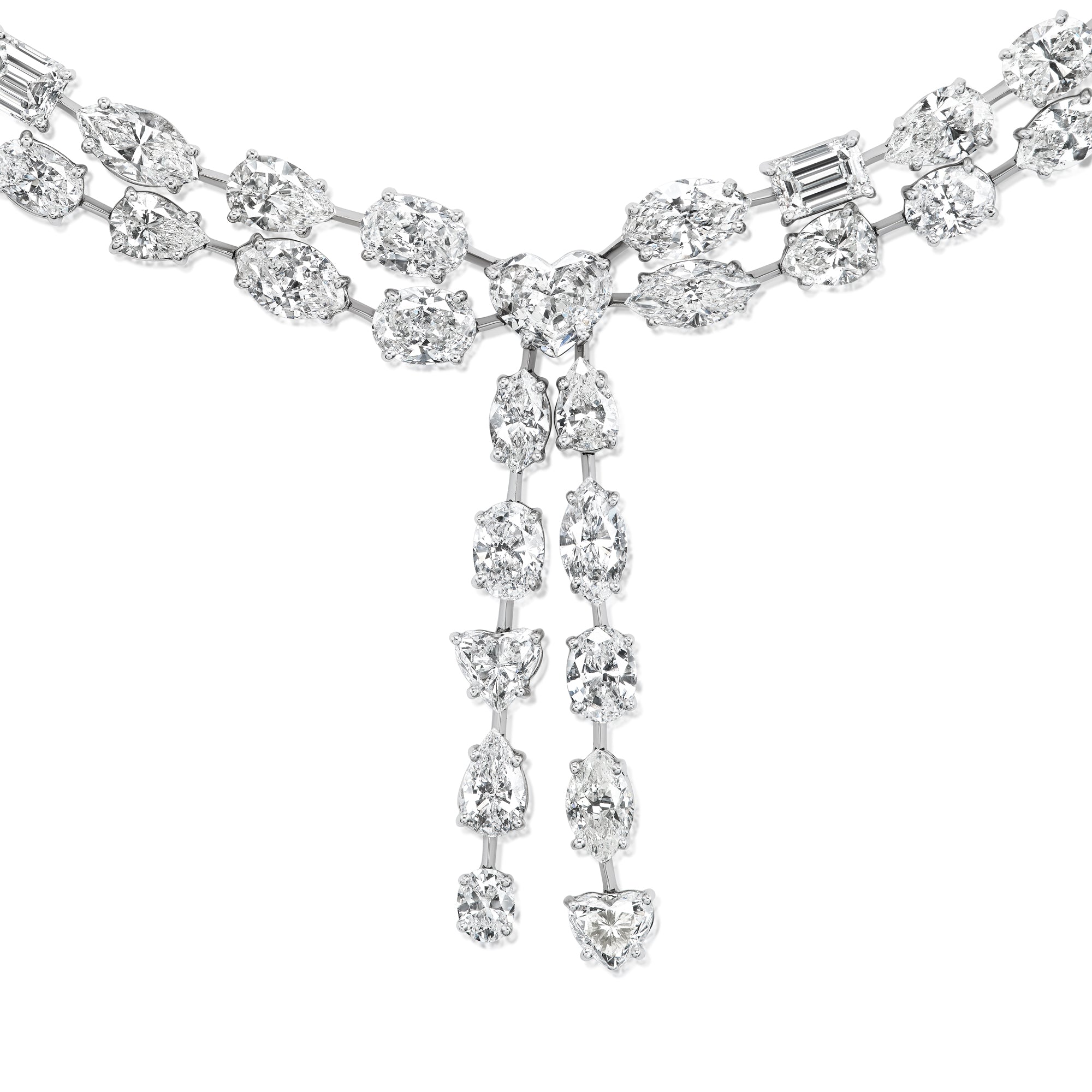 Mixed Cut Diamond Bow Necklace