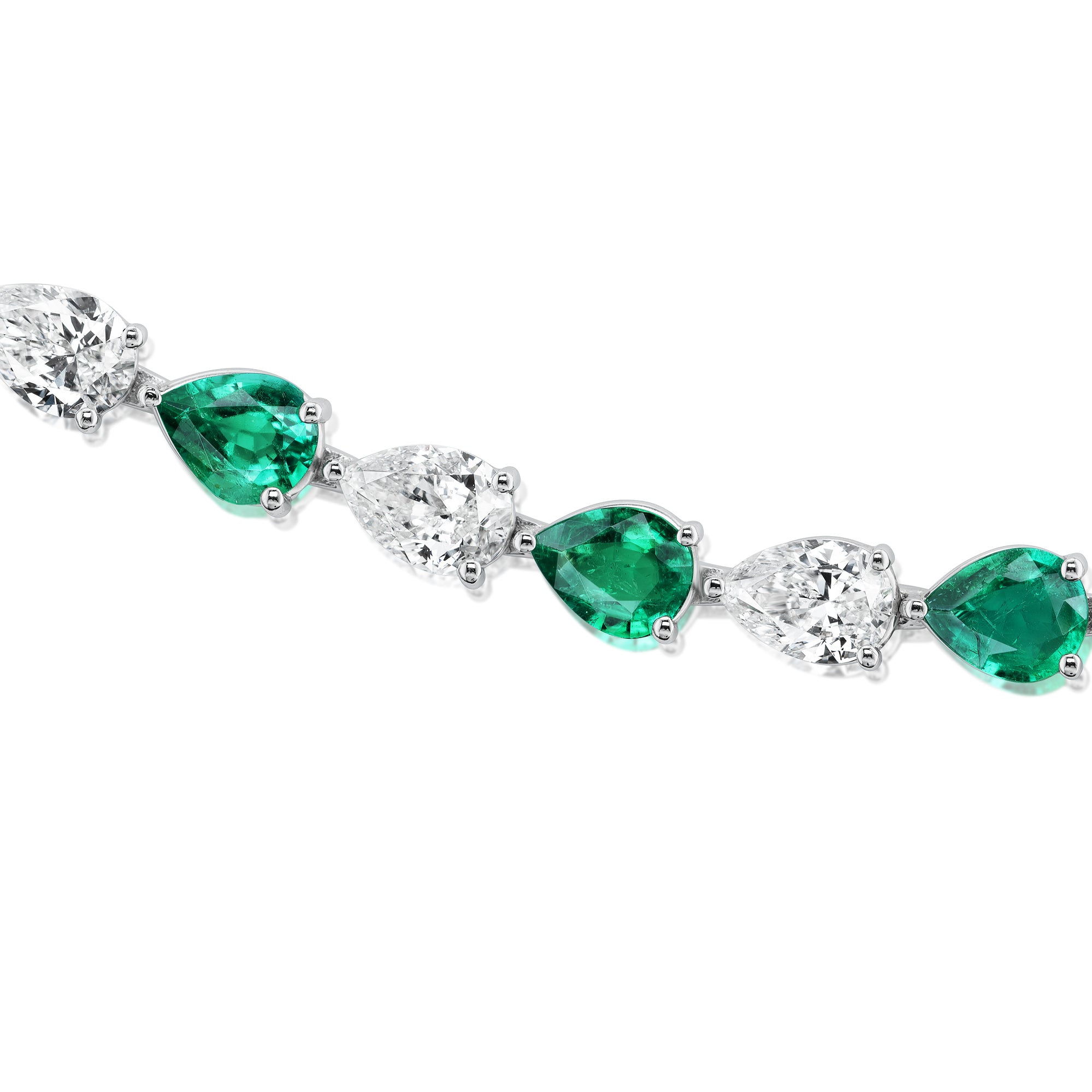 Emerald and Diamond Pear Shape Tennis Necklace