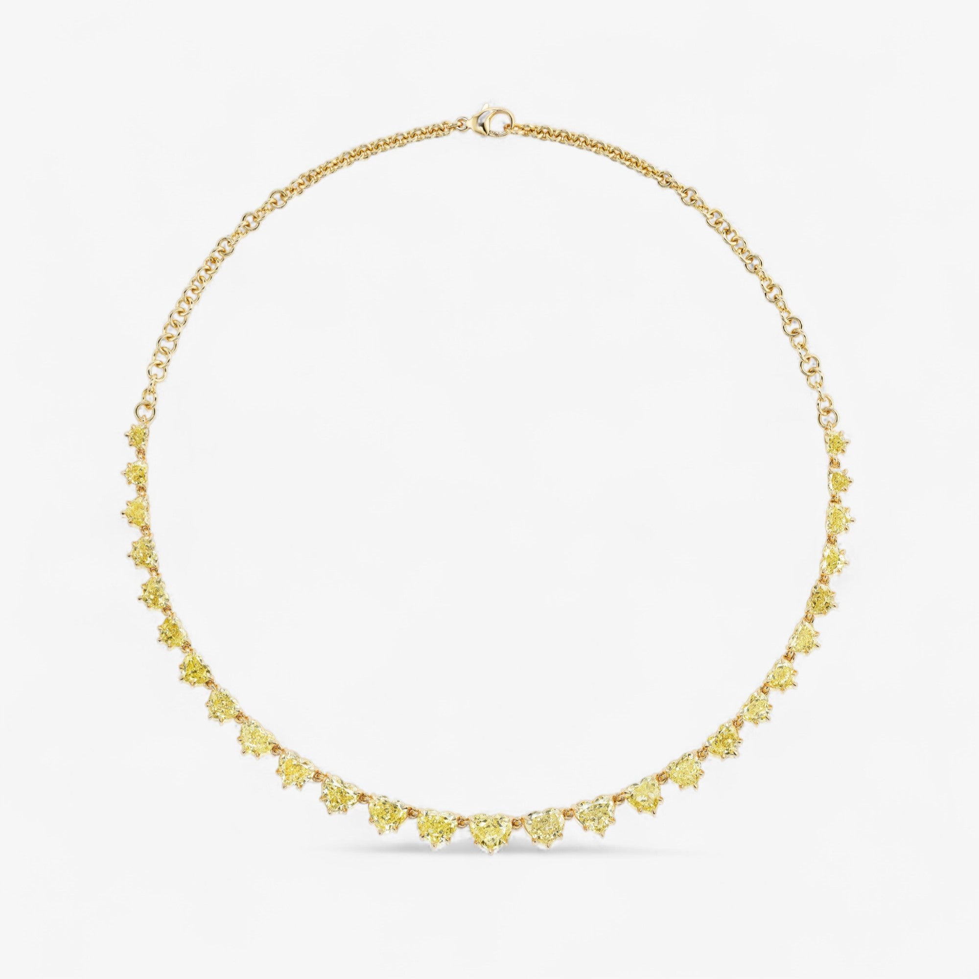 Yellow Heart Shape Diamond Half Riviera Necklace