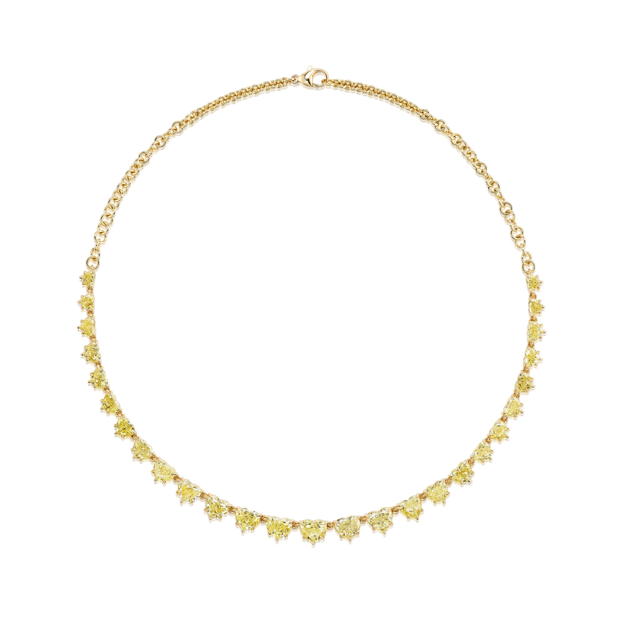 Yellow Heart Shape Diamond Half Riviera Necklace