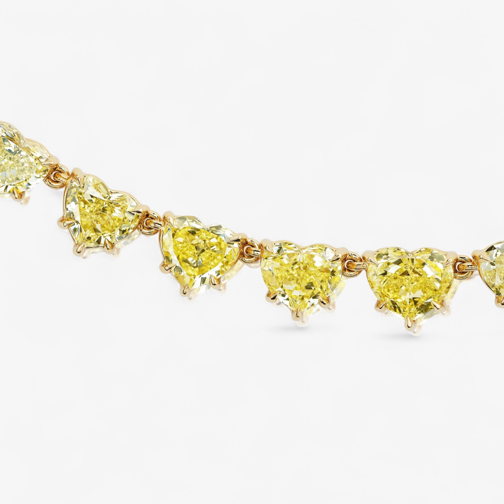 Yellow Heart Shape Diamond Half Riviera Necklace