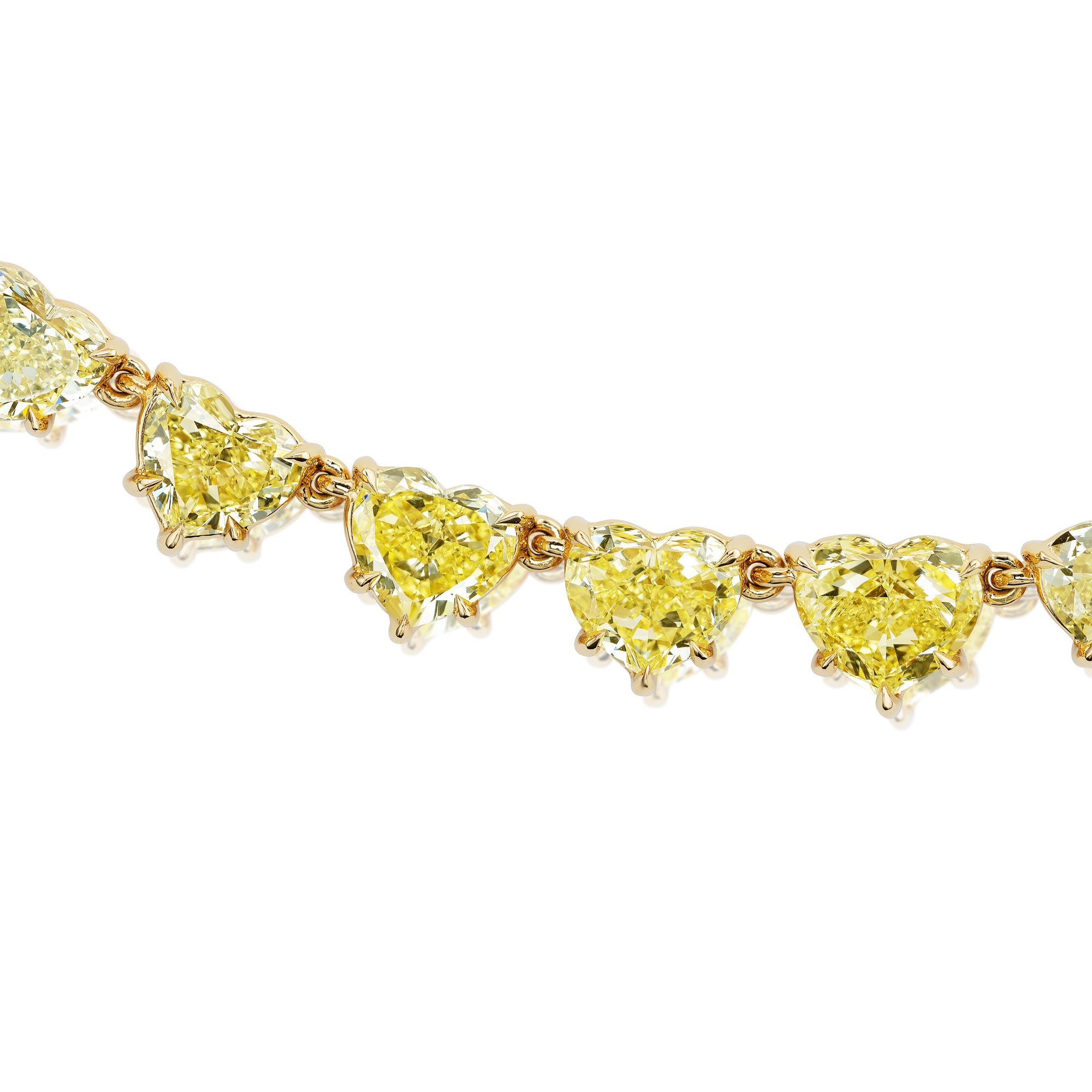 Yellow Heart Shape Diamond Half Riviera Necklace