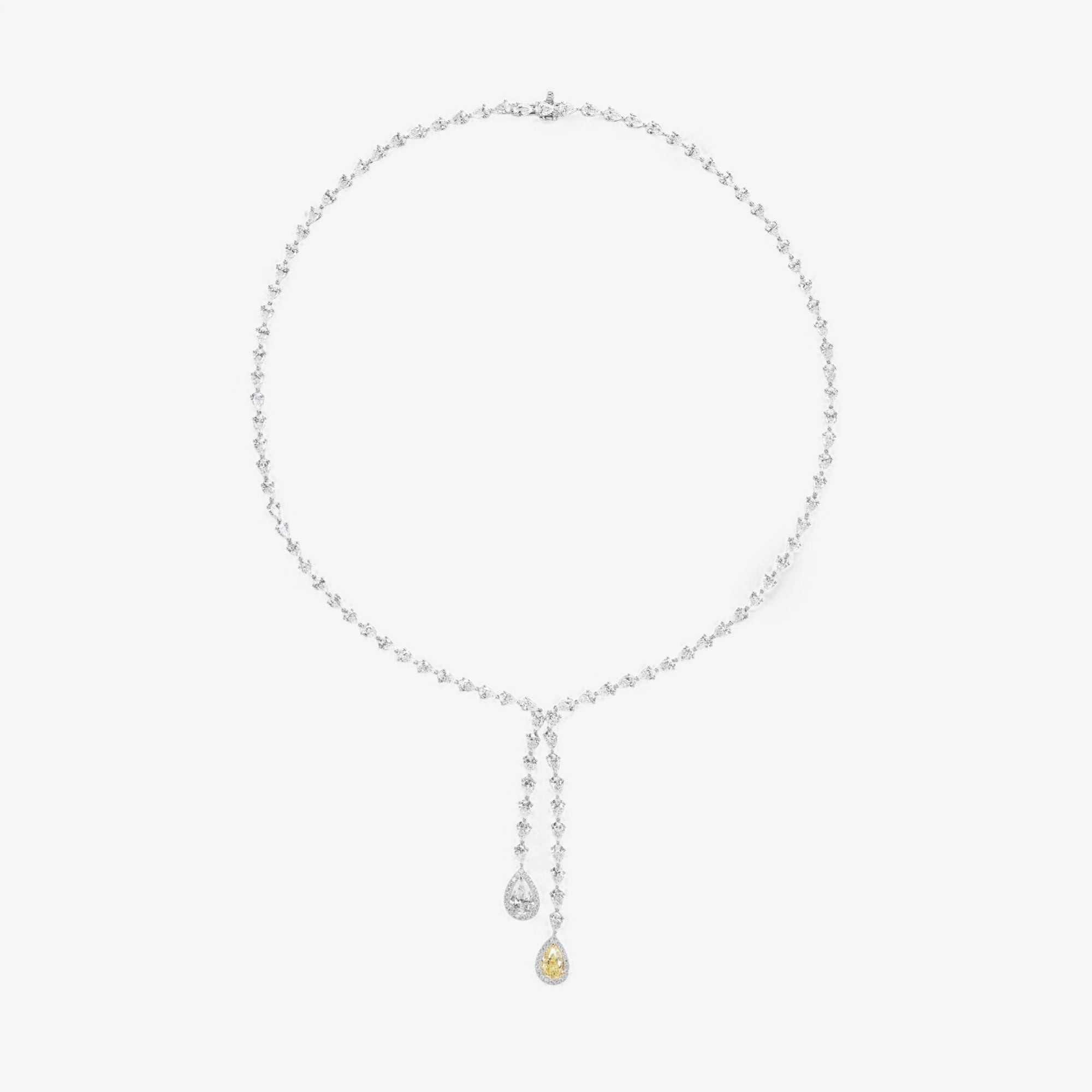 Brilliant White & Yellow Diamond Pear Lariat