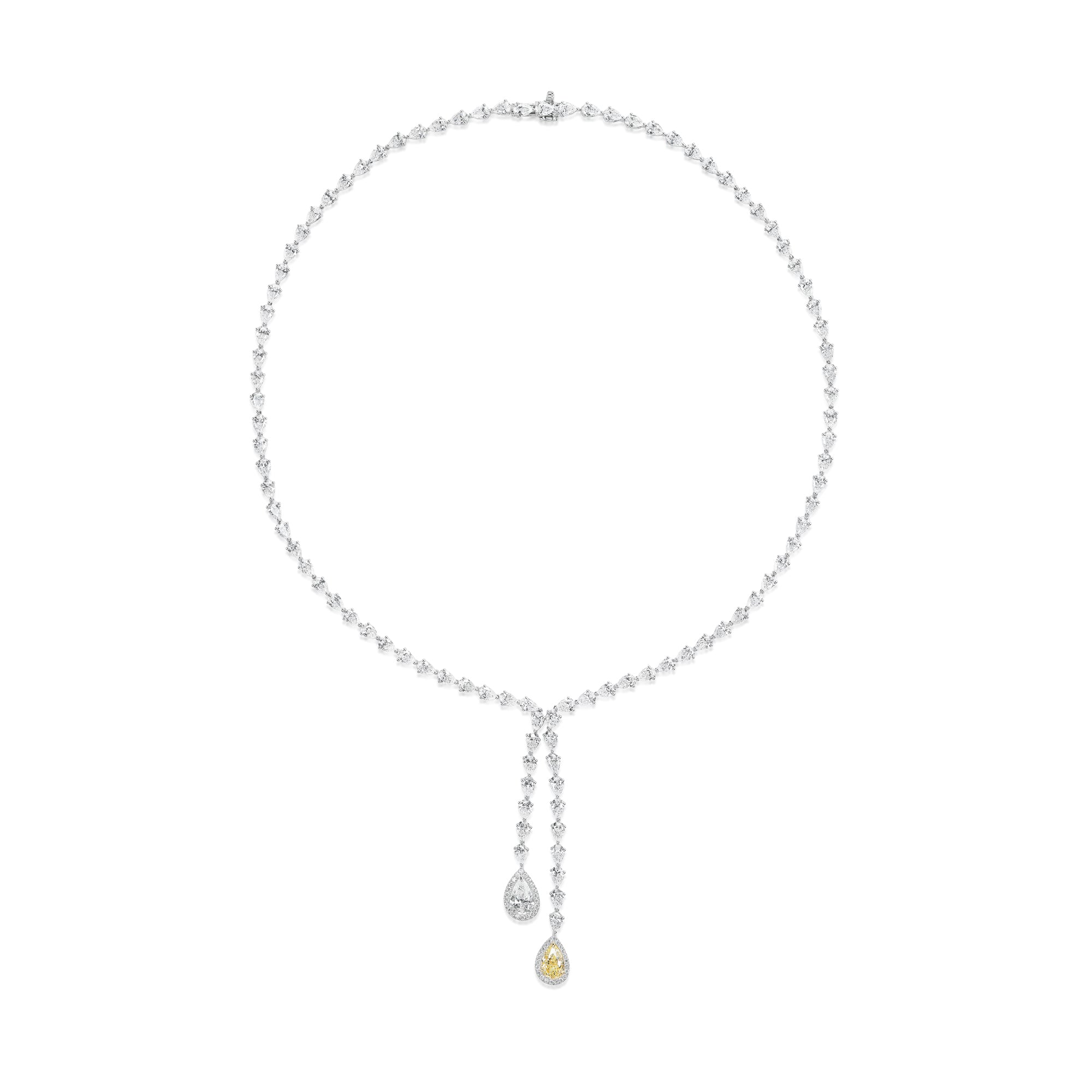 Brilliant White & Yellow Diamond Pear Lariat