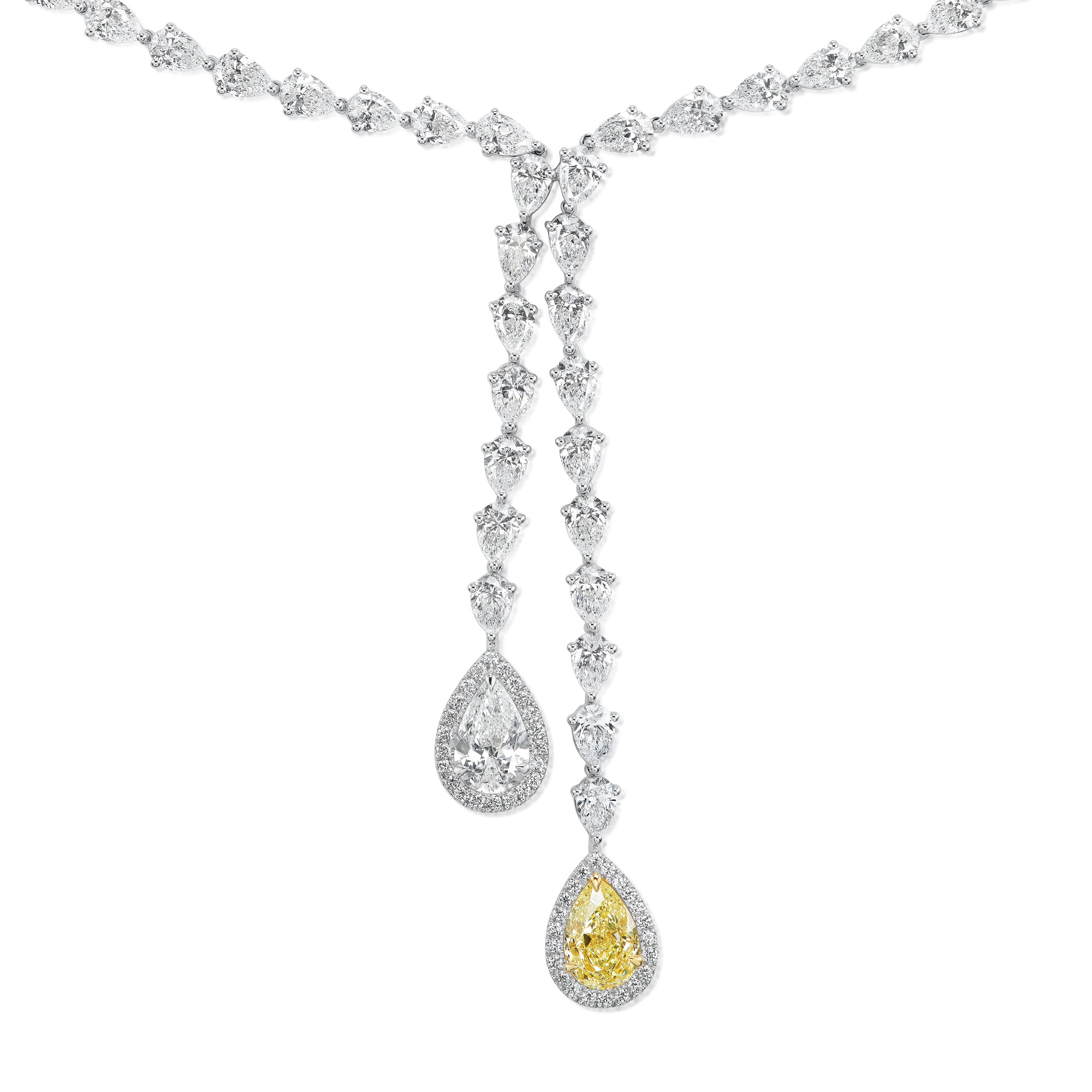 Brilliant White & Yellow Diamond Pear Lariat