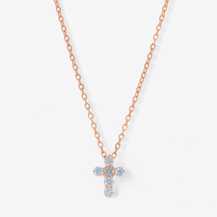 Petite Prong Set Diamond Cross Pendant