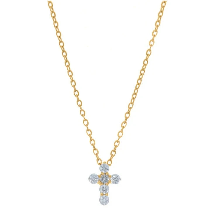 Petite Prong Set Diamond Cross Pendant