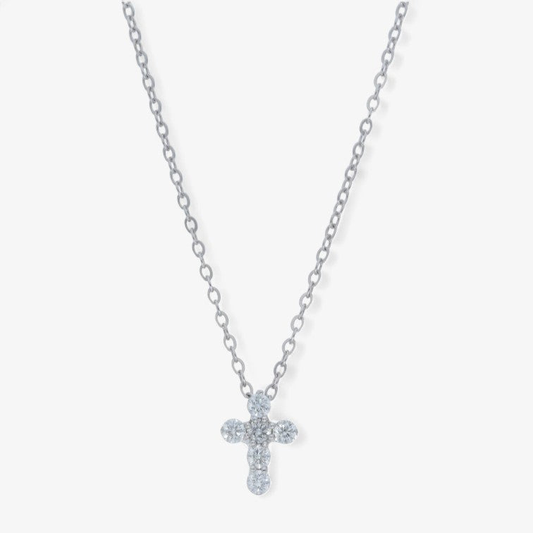 Petite Prong Set Diamond Cross Pendant