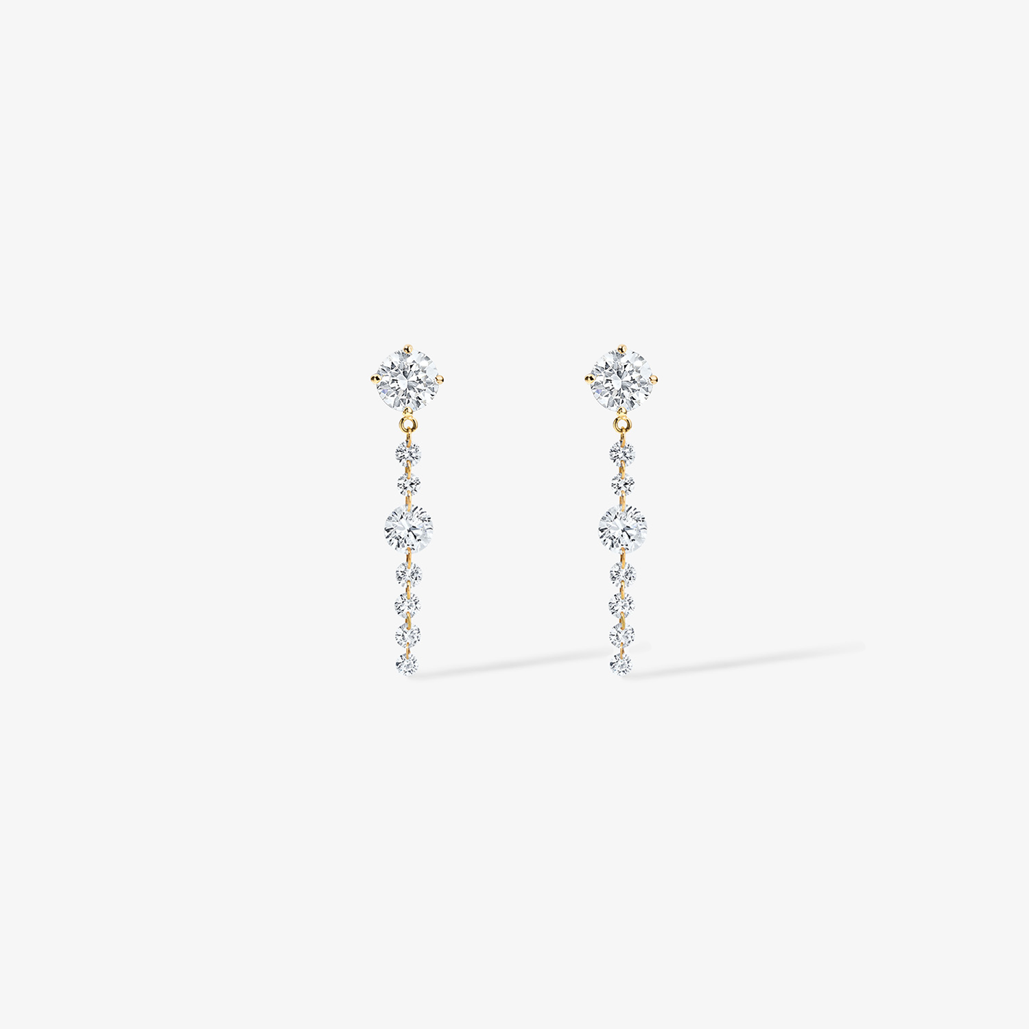 Lola Lab Grown Drilled Diamond Linear Earrings 14K Yellow Gold
