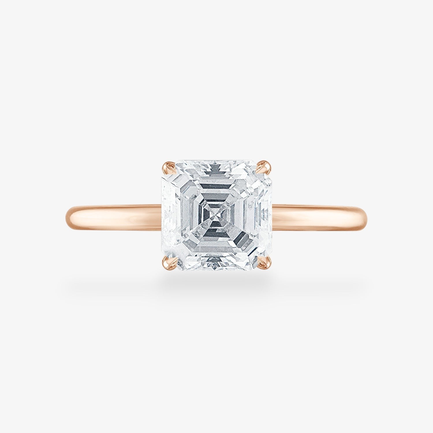 Solitaire Engagement Ring 14K Rose Gold Asscher