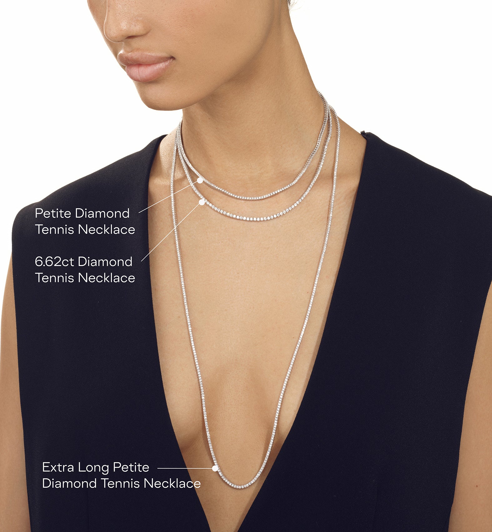 Extra Long Petite Diamond Tennis Necklace