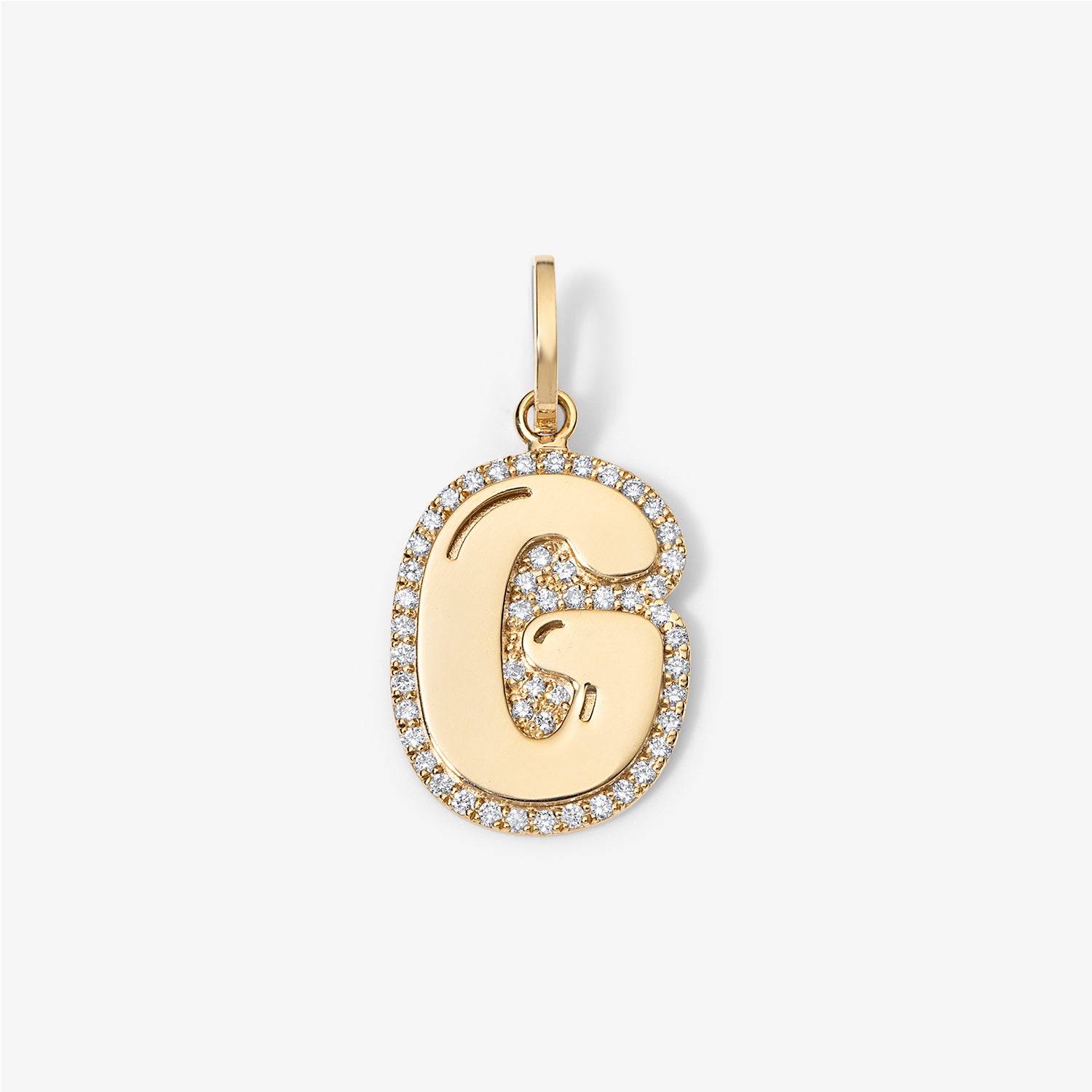 Jumbo Bubble Initial With Pave Outline Charm