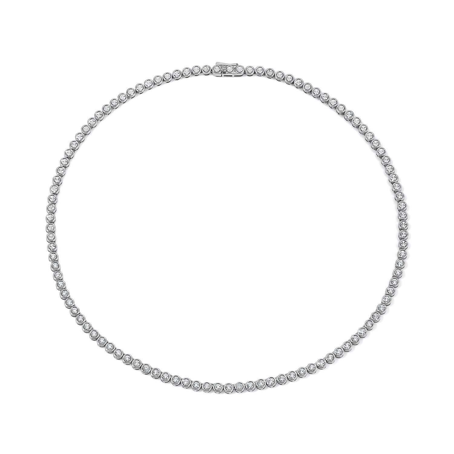 Straight Line Illusion Halfway Tennis Necklace