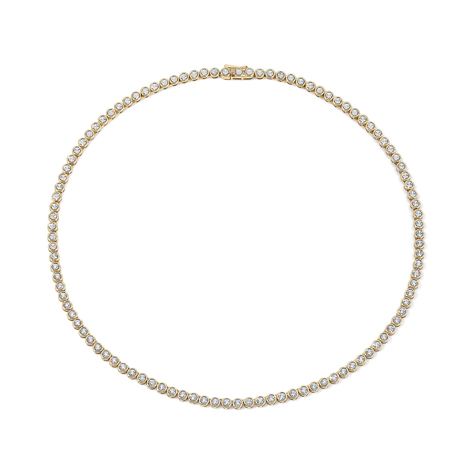 Straight Line Illusion Halfway Tennis Necklace