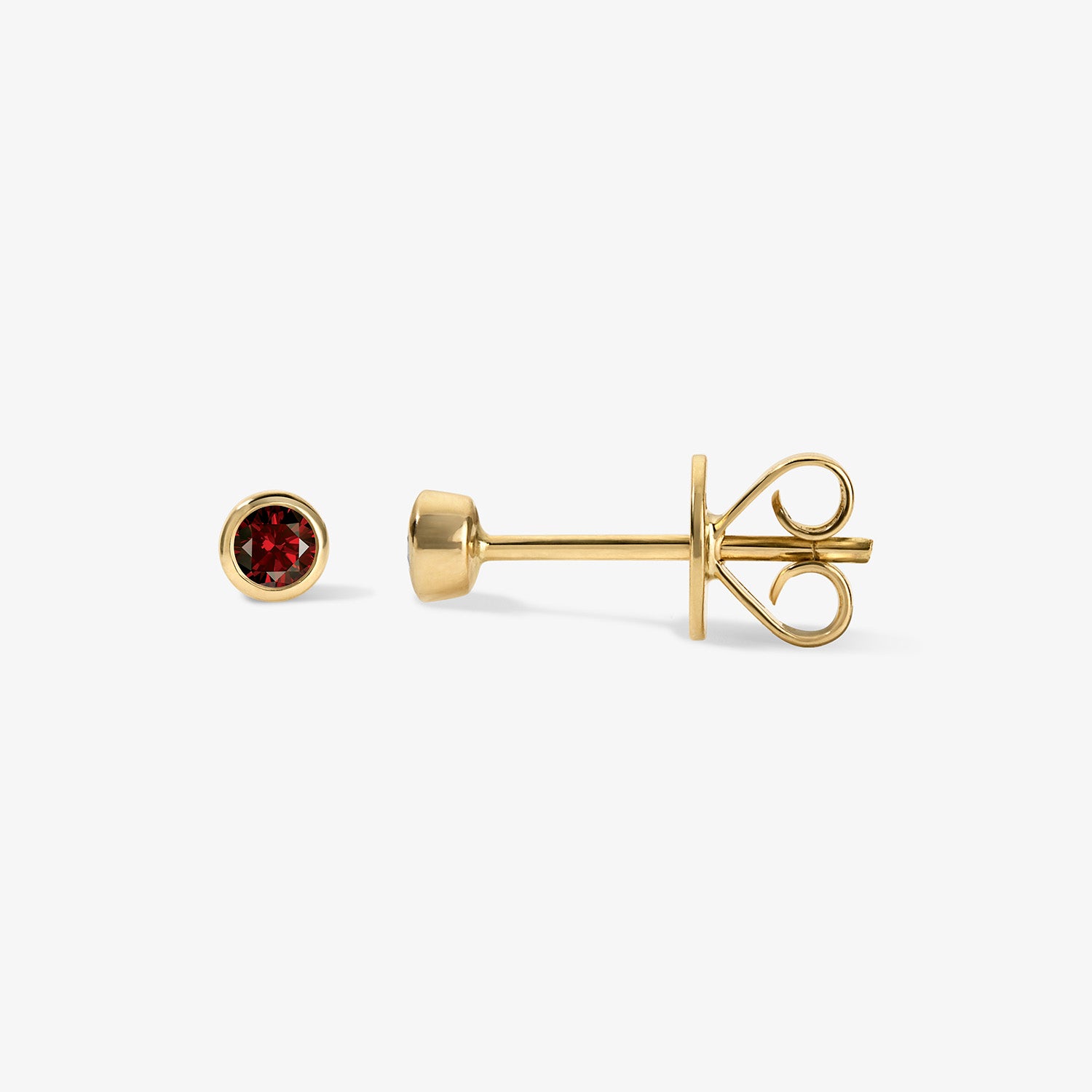 Margot Birthstone Bezel Stud Earrings 14K Yellow Gold Garnet
