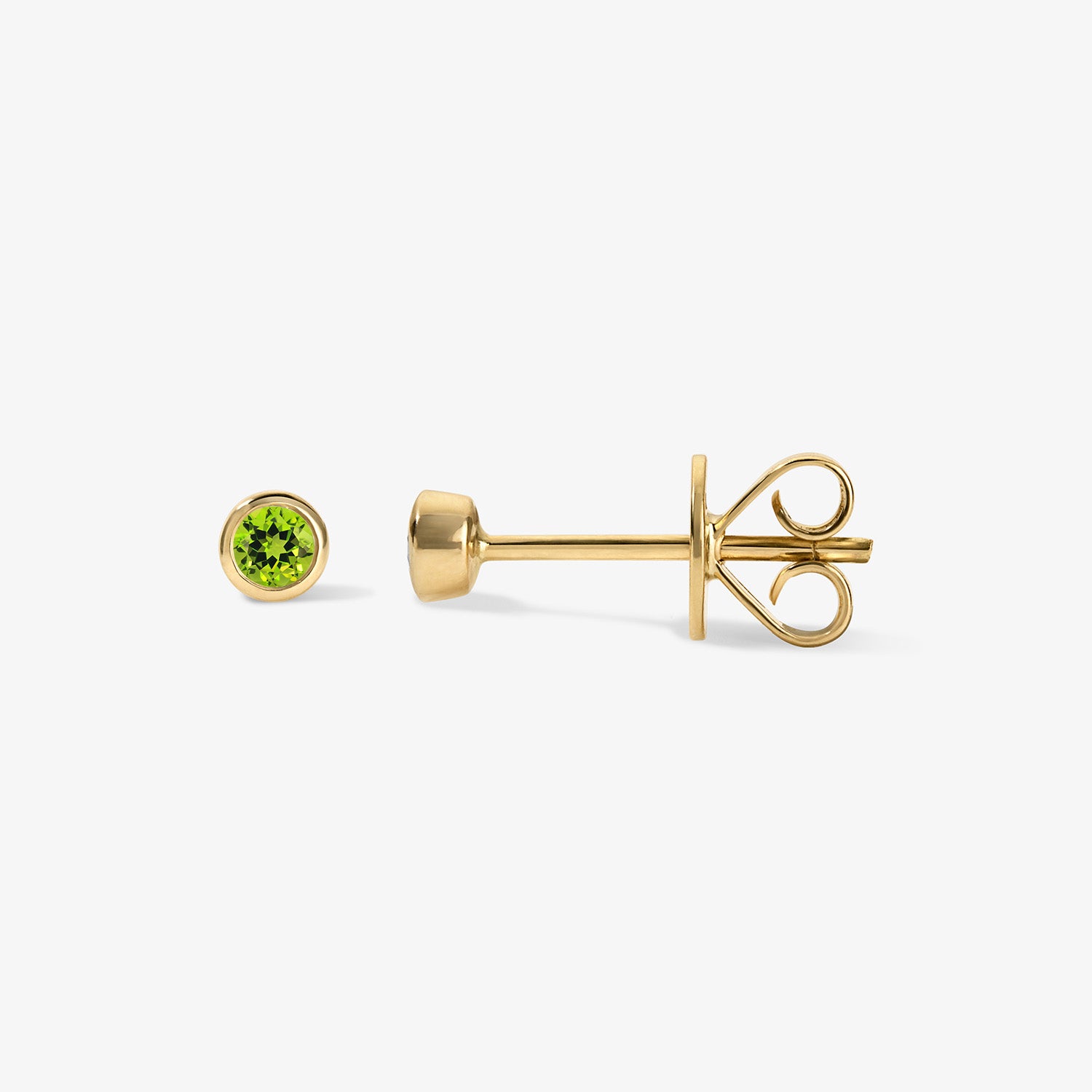 Margot Birthstone Bezel Stud Earrings 14K Yellow Gold Peridot