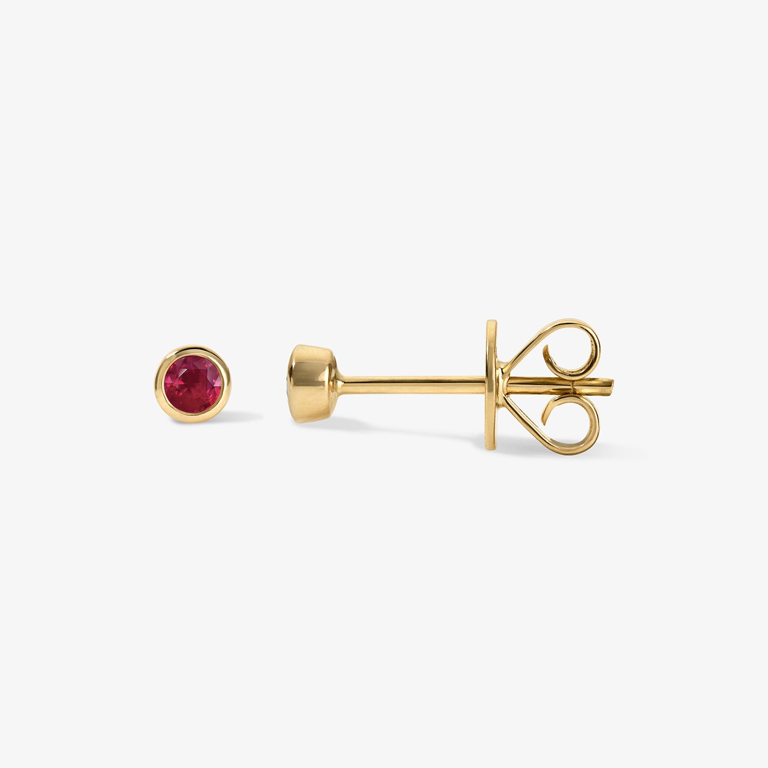 Margot Birthstone Bezel Stud Earrings 14K Yellow Gold Ruby