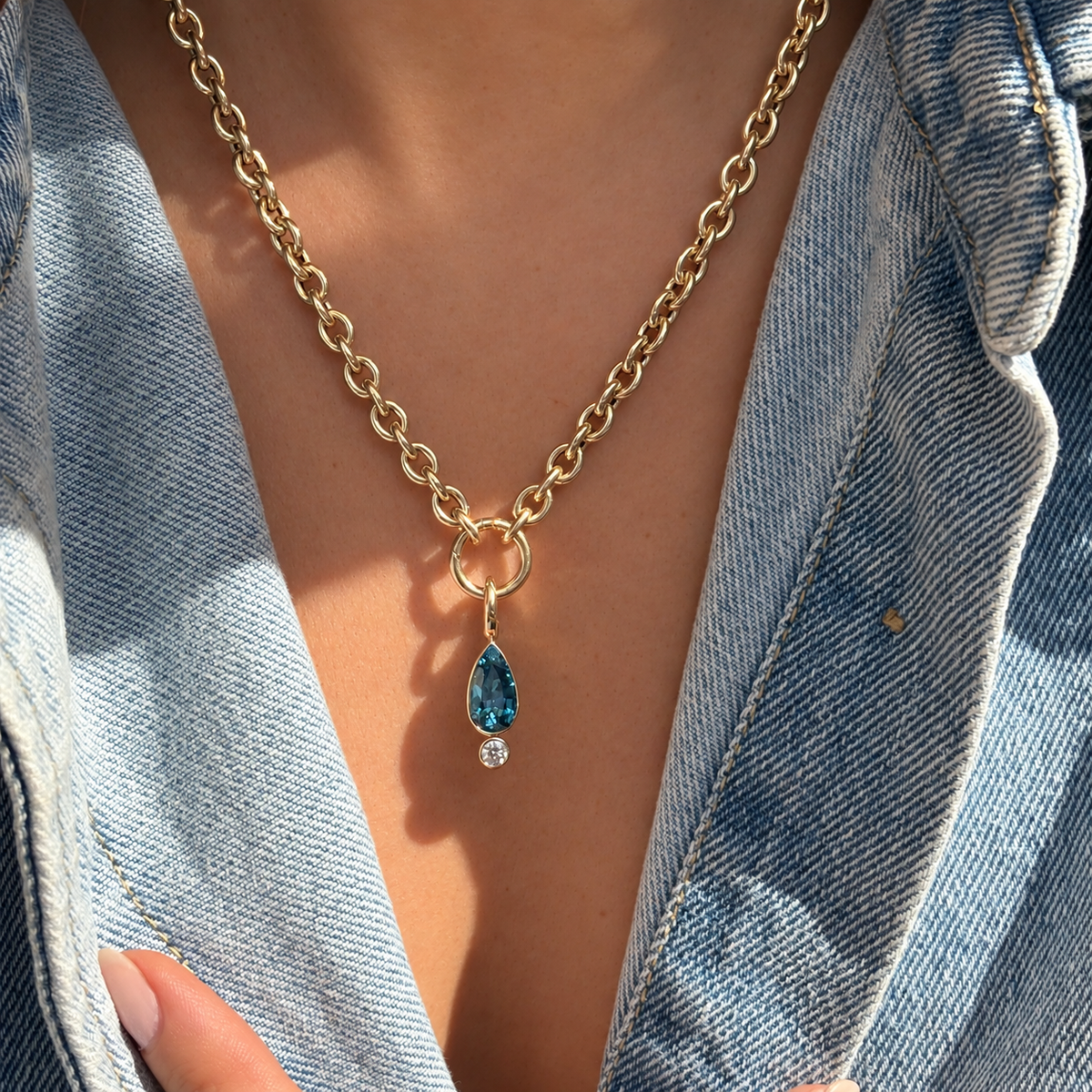 Coco Candy Blue Zircon Pear Charm