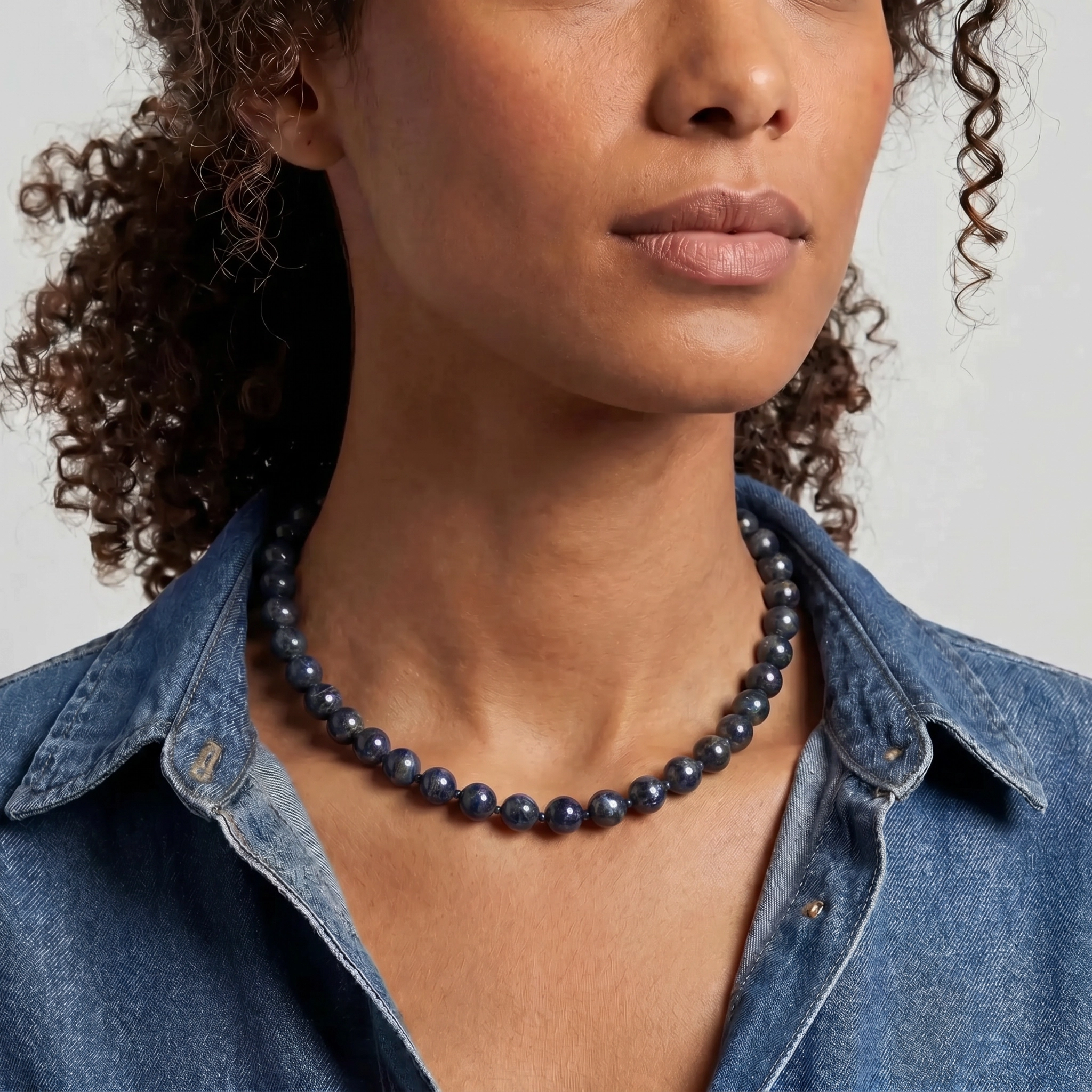 Kendall Blue Tigers Eye Beaded Necklace