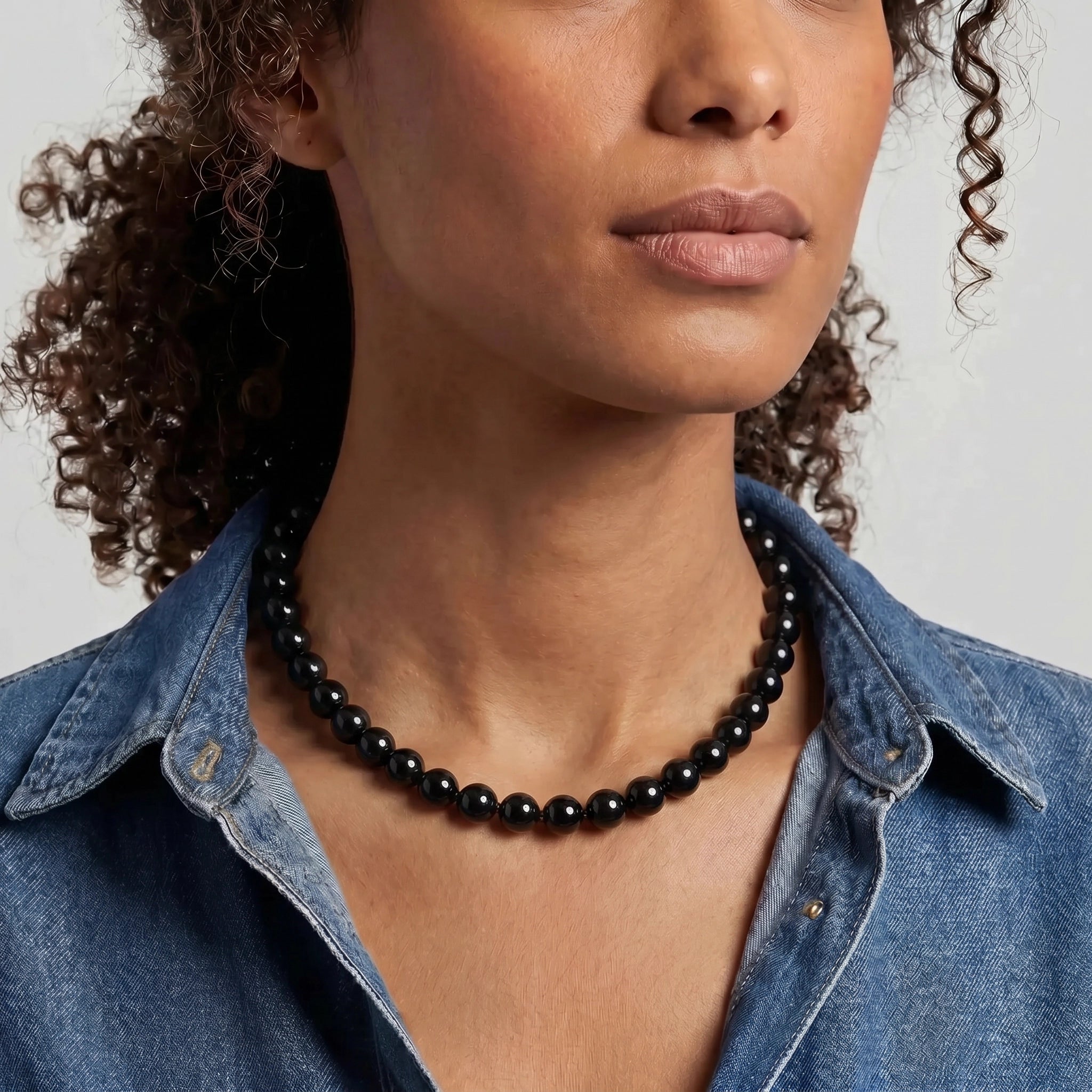 Kendall Black Agate Beaded Necklace