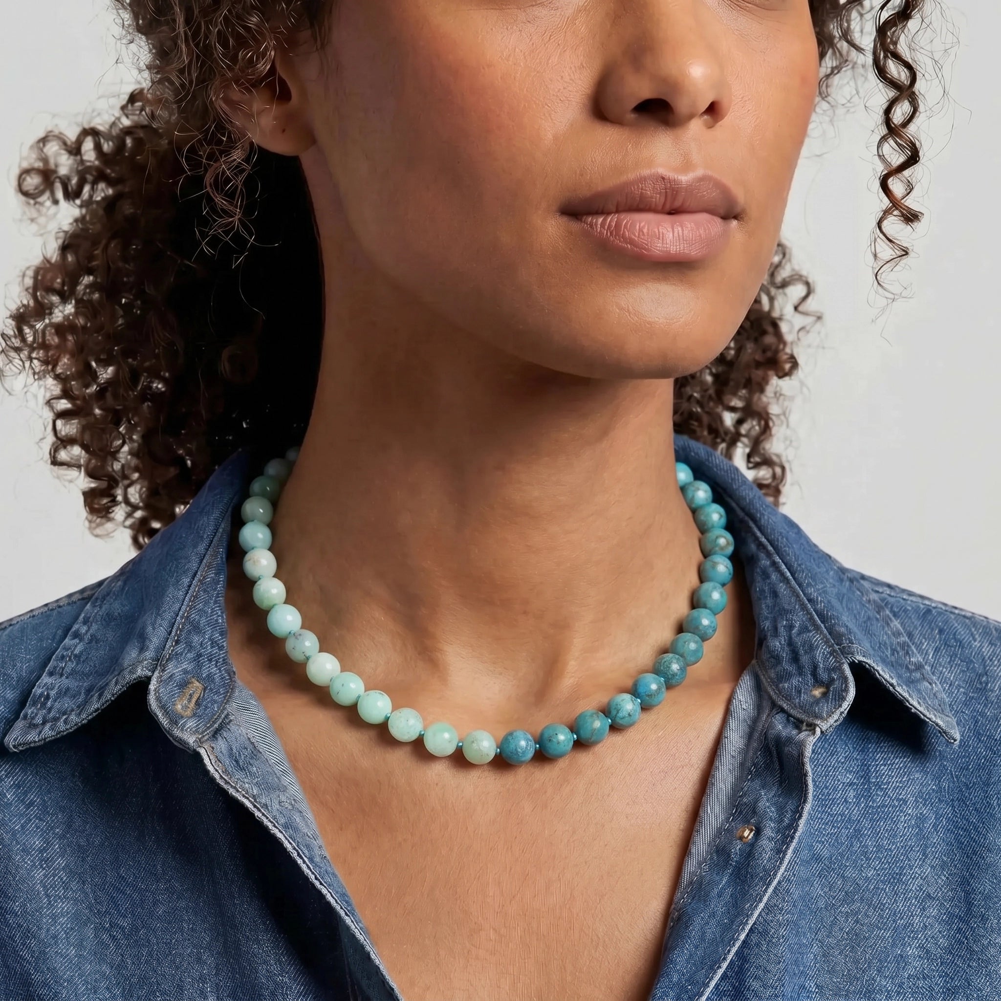 Kendall Two Tone Turquoise and Chrysoprase Beaded Necklace