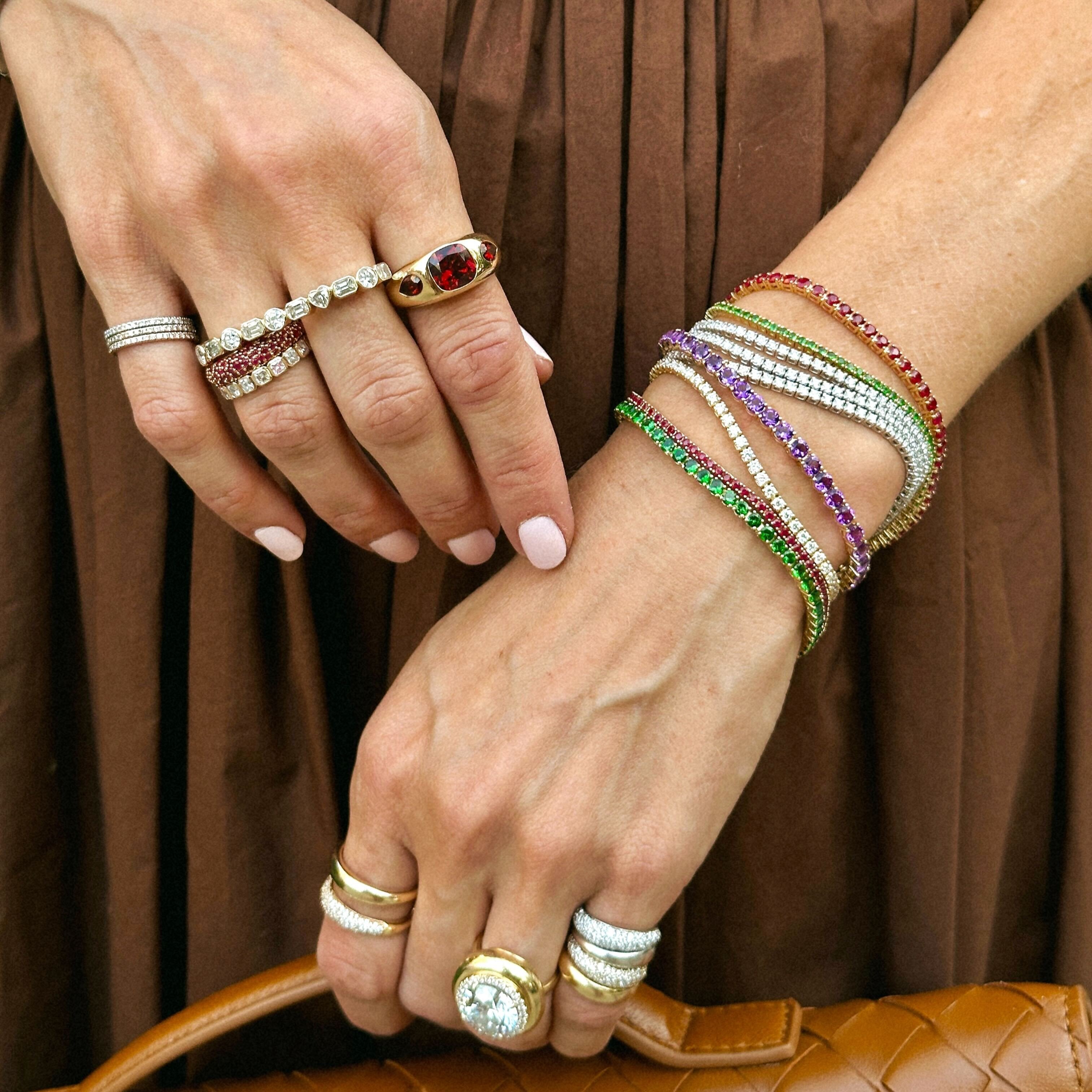 Rhodolite Trio Ring