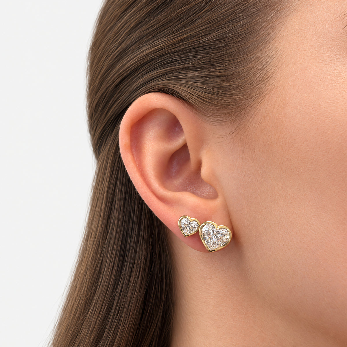 Coco Lab Diamond Two Stone Heart Studs