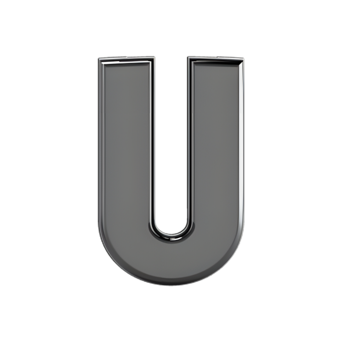Slider Solid Letter U Charm 18K Black Rhodium
