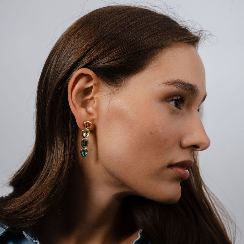 Chubby Rainbow Bezel Earrings
