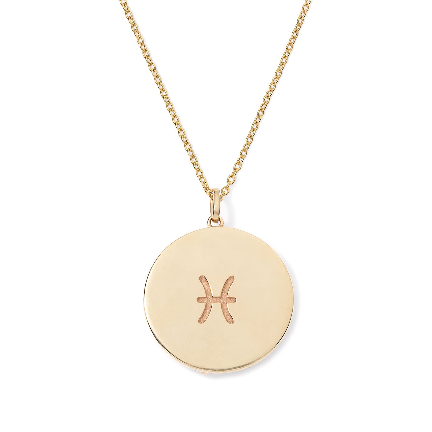 yellow gold pisces horoscope medal necklace | Maxs Jewelry
