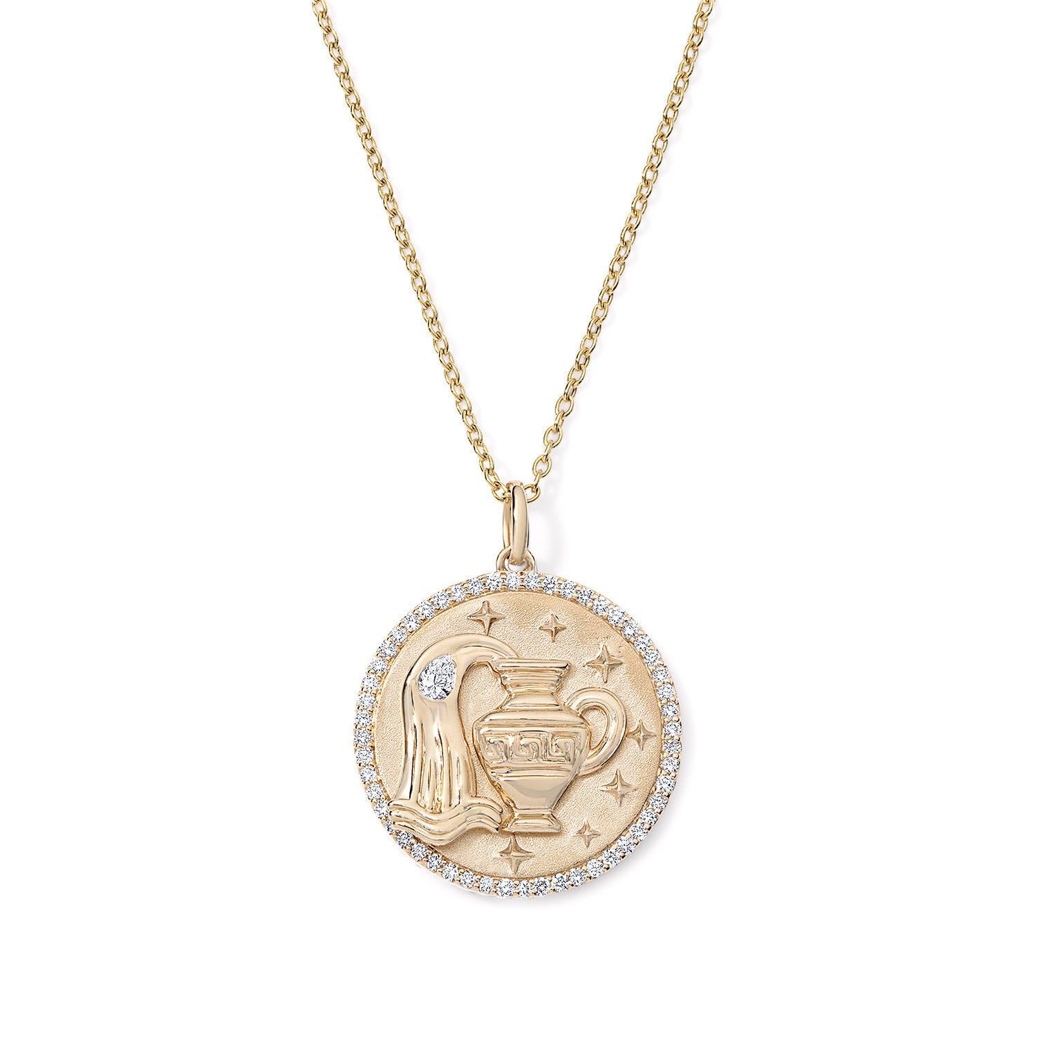 Gold and Diamond Aquarius Necklace
