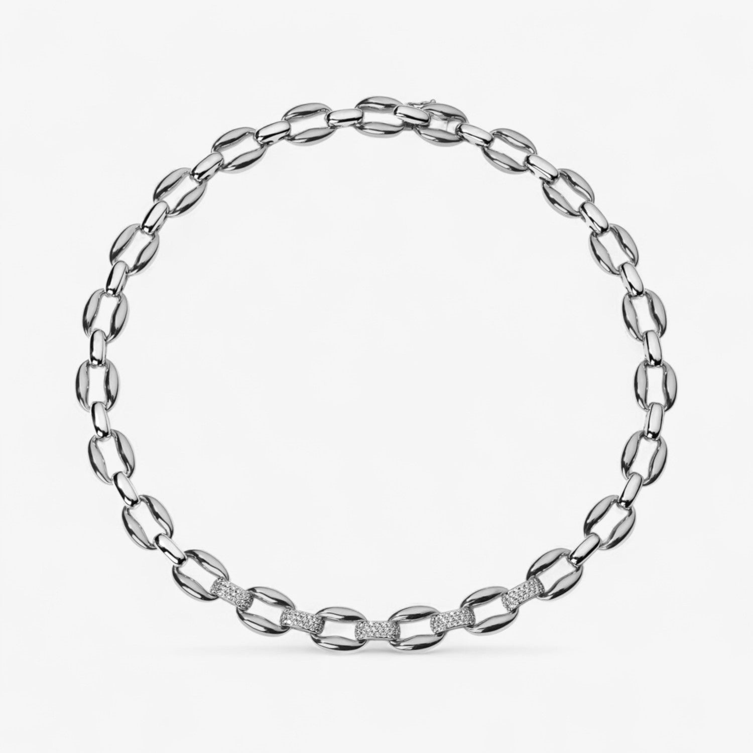 Madison Oval Link Necklace with 5 Pave Sections