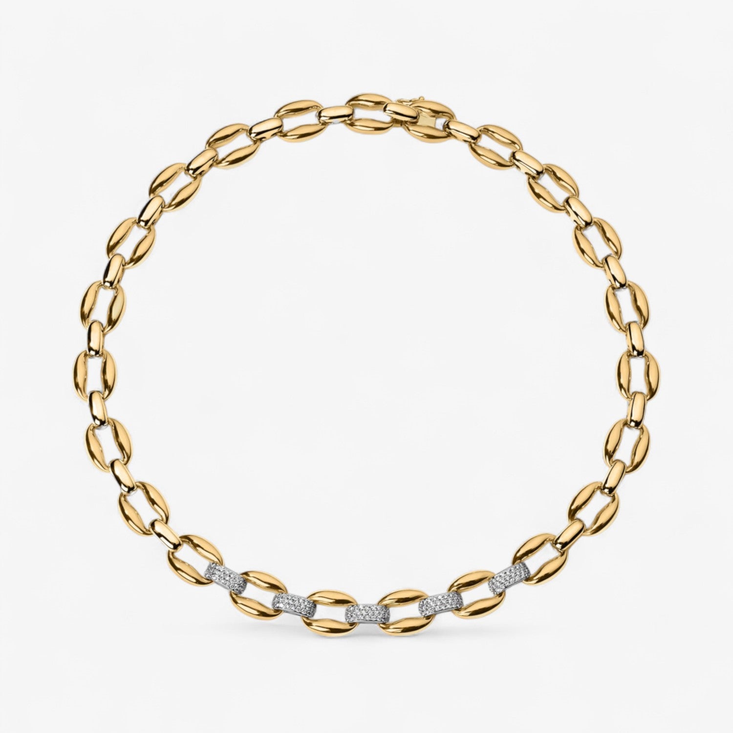 Madison Oval Link Necklace with 5 Pave Sections