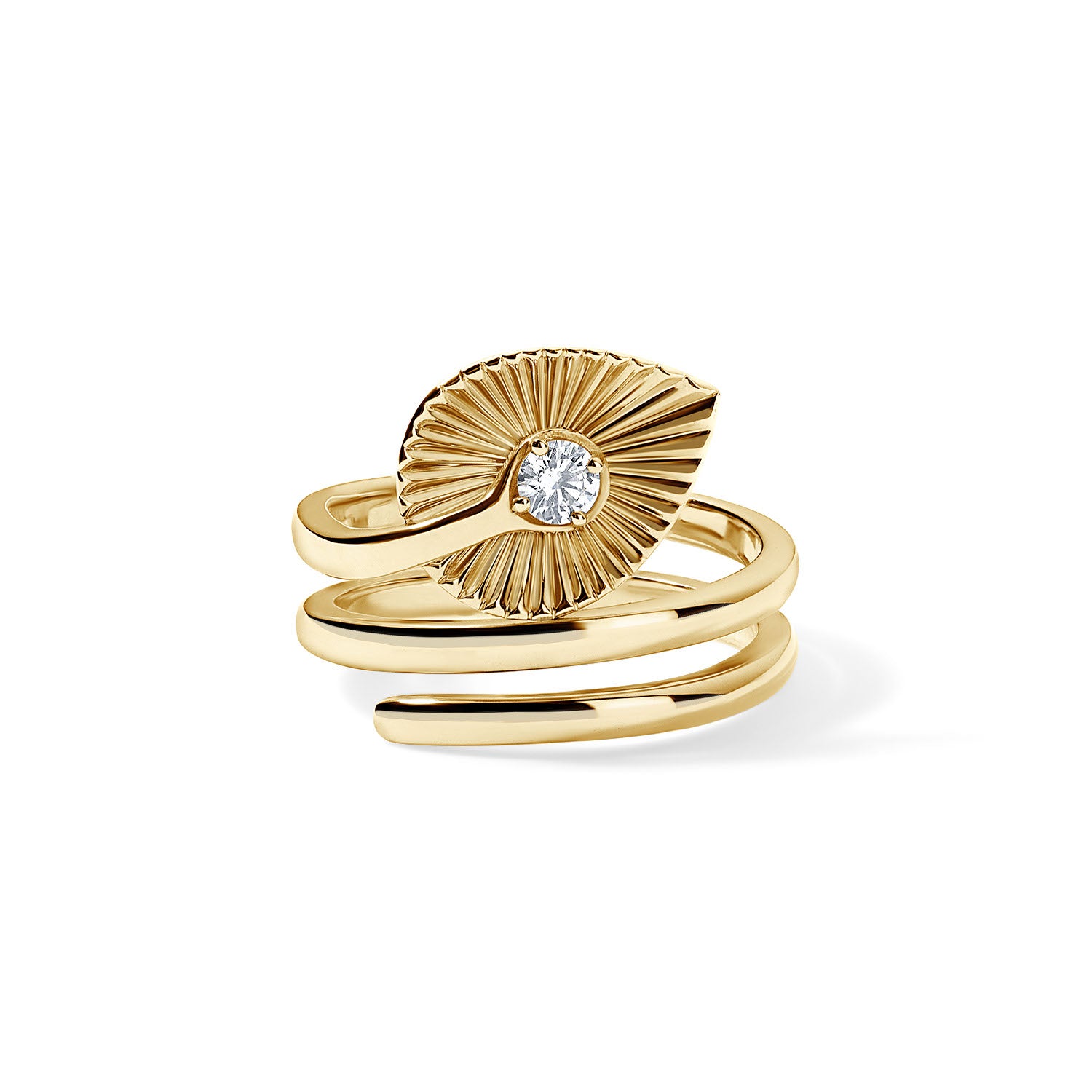 Gold and Diamond Fluted Pear Wrap Ring