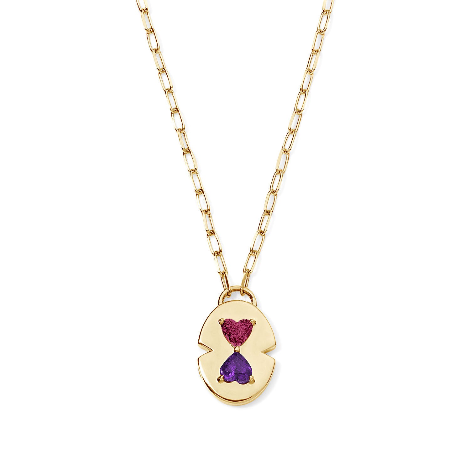 Amethyst and Pink Tourmaline Medallion Necklace